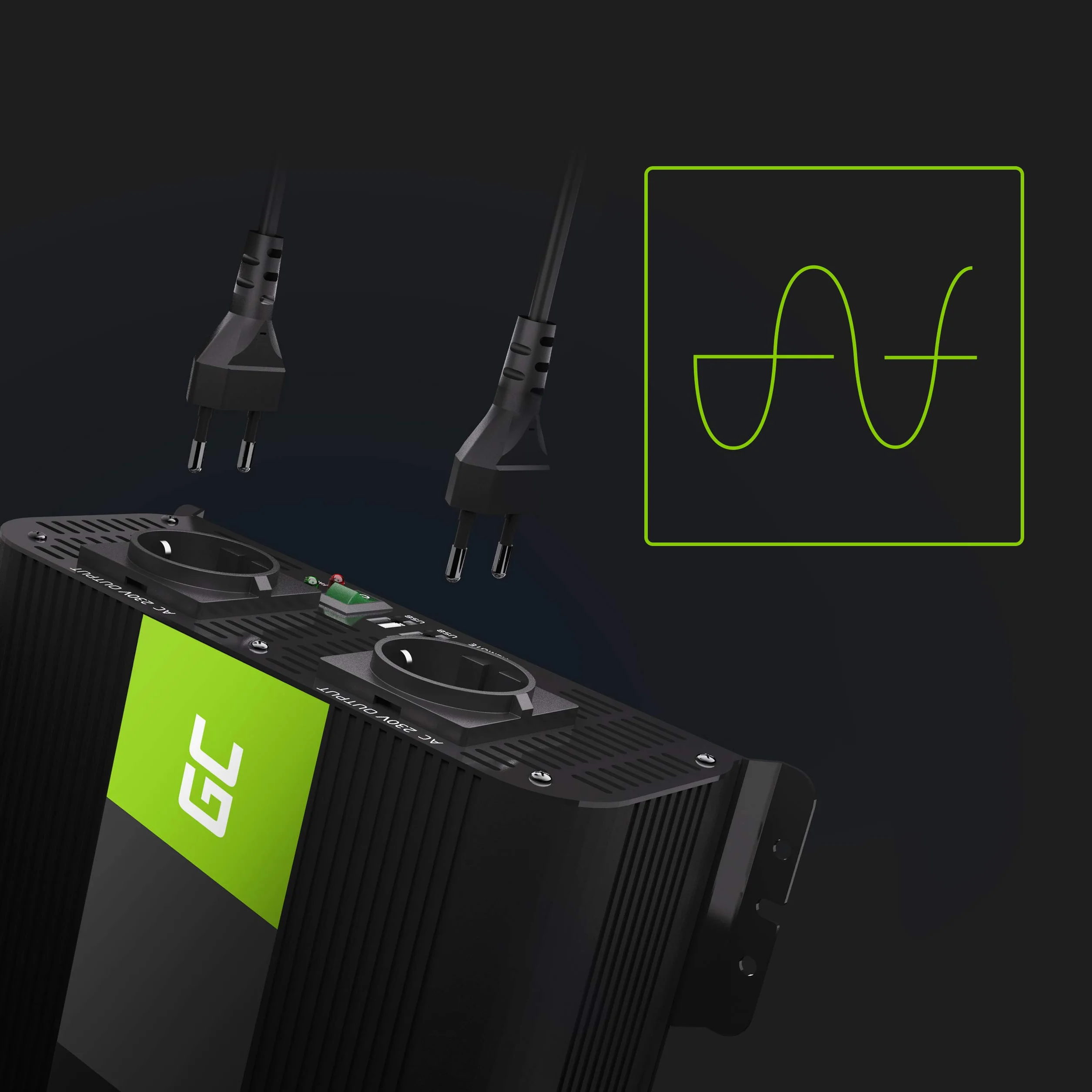 Green Cell PRO 2000W/4000W 12V do 230V Volt Czysty Sinus sinusoida Przetwornica Inwerter napięcia samochodowa Falownik solarny Konwerter prądu przemiennego Czysta fala sinusoidalna Przetwornik DC AC