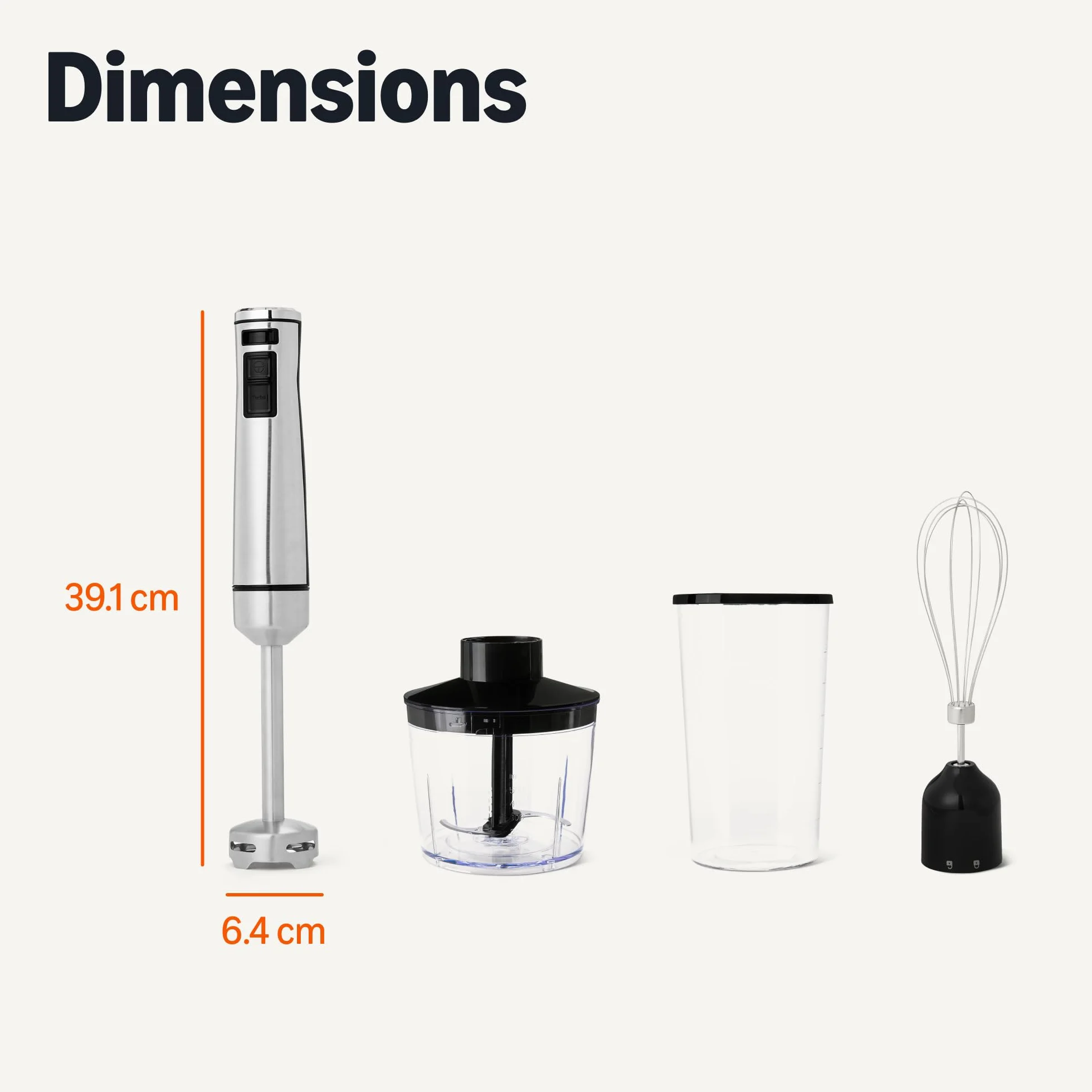 Amazon Basics Mixeur Plongeant Manuel Multivitesse, Accessoires et Cordon d’Alimentation Inclus, 1 000W, Argenté