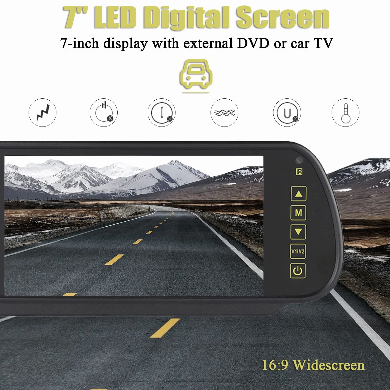 Kamera cofania, 7-calowy samochodowy lusterko wsteczne LCD Car Dimming Monitor Kamera cofania ze wspornikiem do samochodu