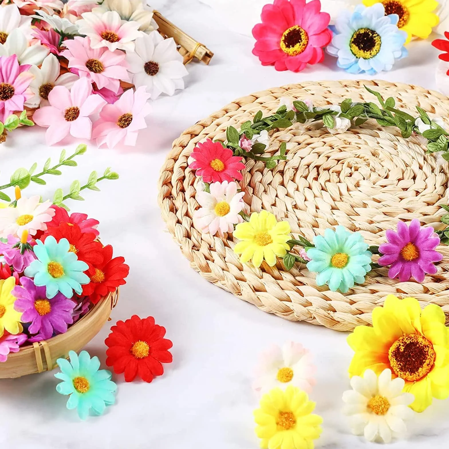 Fleurs Artificielles 100 Pièces Petite Tête Mini 4cm Rose Décoration DIY Bricolage Mariage Bouquet