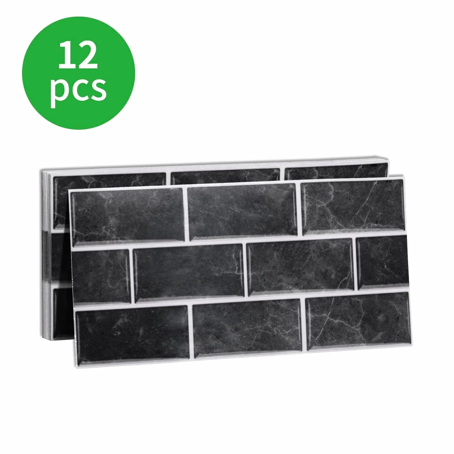 Fantasnight Stickers Adhésive Carrelage Noir 12 pièces Imperméables 30 x 15 cm pour Salle de Bains Cuisine