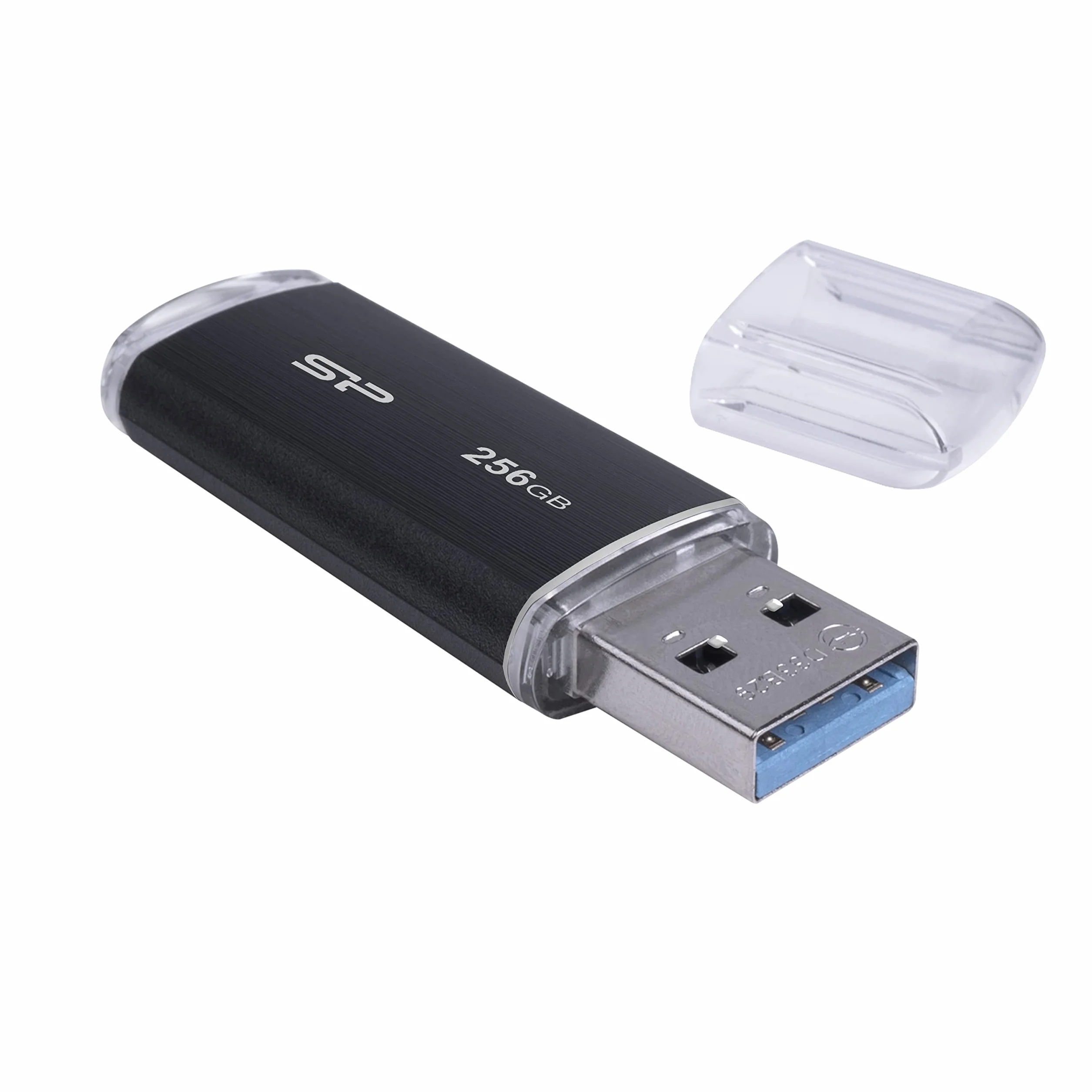 Silicon Power 128 GB pamięć USB Flash, B02 Blaze, USB3.1, chowane złącze, wbudowany otwór na pasek, kopia zapasowa i przywracanie danych, szyfrowanie 256-bitowe, do 5 Gb/s, czarny
