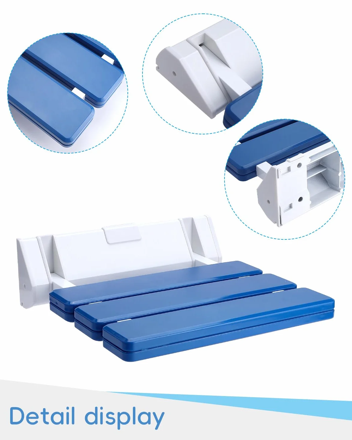 FreeTec Siège de douche pliable - Montage mural - Charge maximale : 130 kg - Bleu