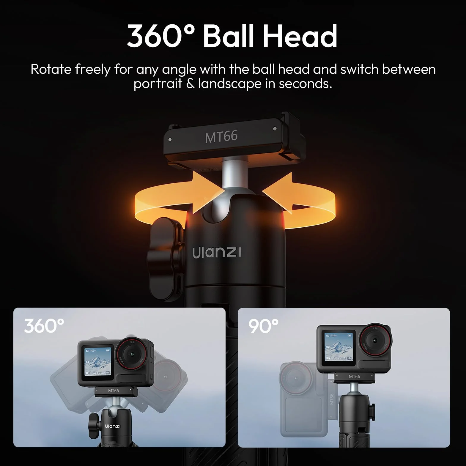 ULANZI MT66 Mini statyw - przenośny mini statyw do kamery z interfejsem magnetycznym DJI Action, uchwyt podróżny do vlogowania z paskiem na rzepy - kompatybilny z DJI Osmo Action 5pro/4/3, dla DJI
