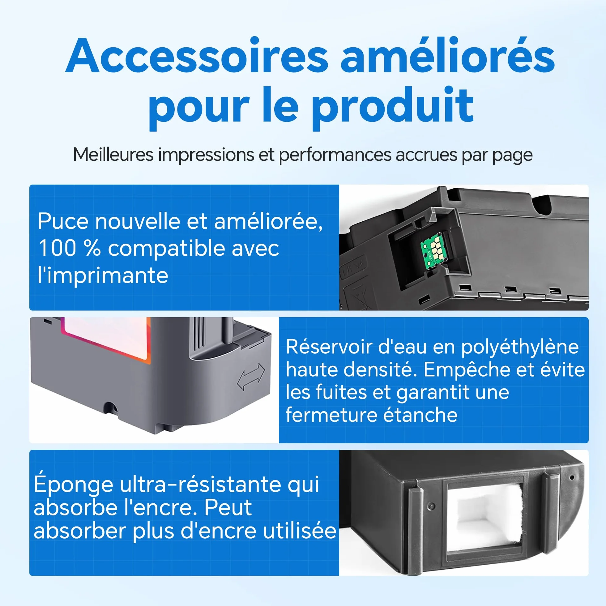 Boîte d'entretien compatible Epson EcoTank T04D1 (C13T04D100) lot de 2 pour ET-15000 ET-3850 ET-4850 WF-2960 XP-5200