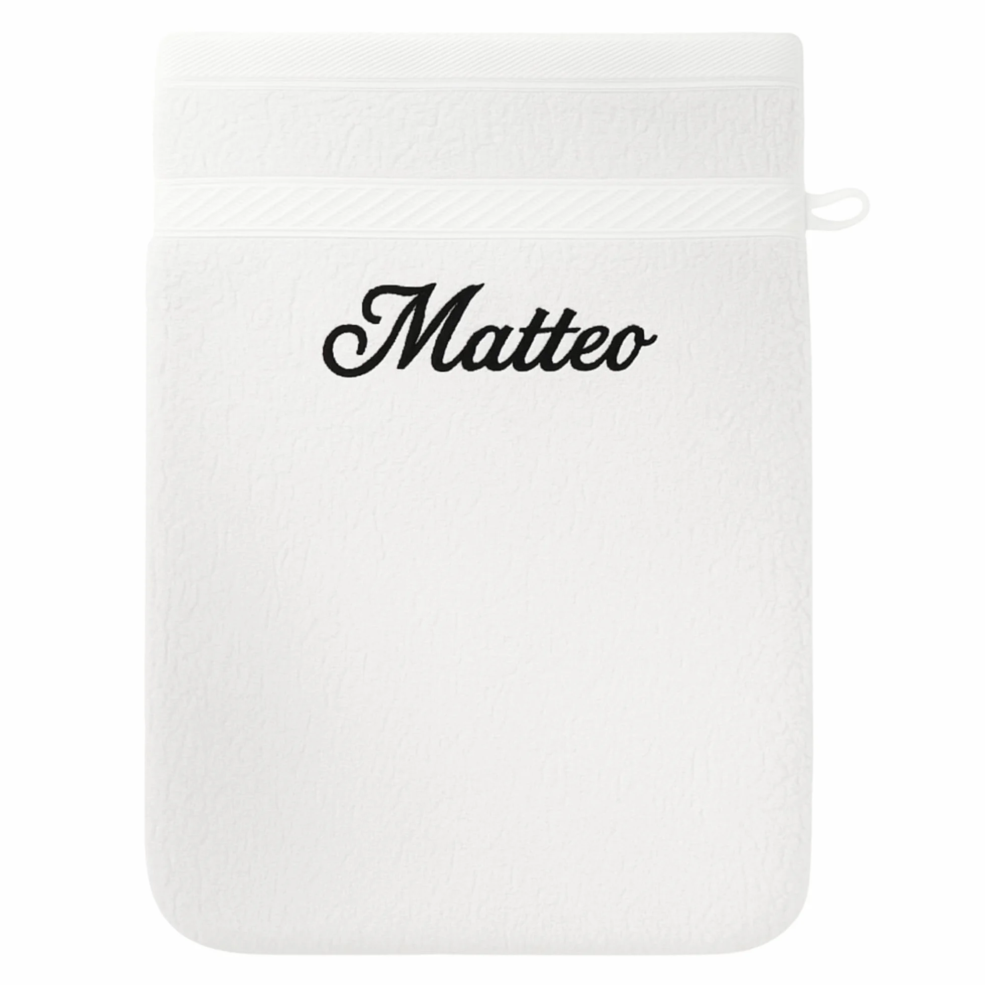 Gant de Toilette personnalisé Blanc 15x21 cm Éponge Coton Douce Broderie prénom initiales Cadeau élégant