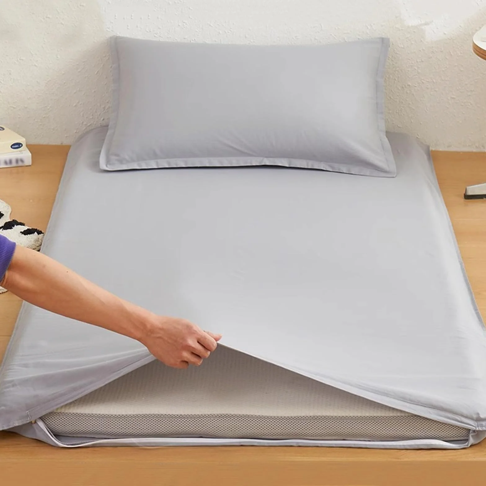Japonais Housse de Matelas Futon, Coton Protection Lavable Anti-Poussière 80x190cm