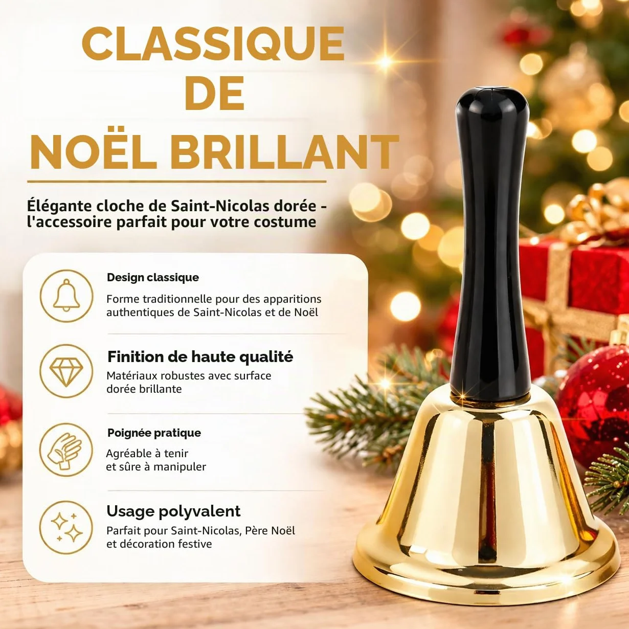 Cloche de Noël - Accessoire Costume Père Noël