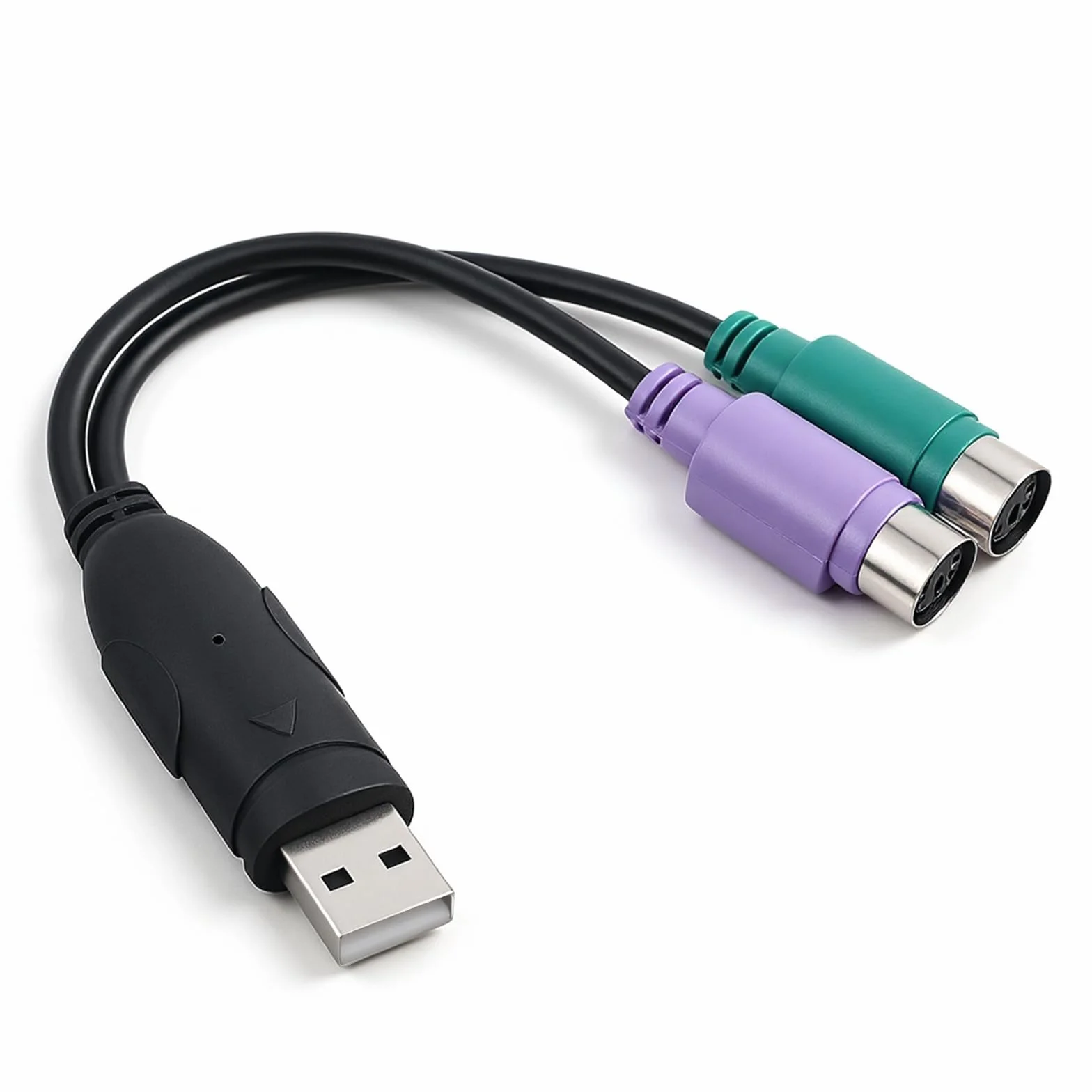 Adaptateur PS2 vers USB actif double pour clavier souris (noir)