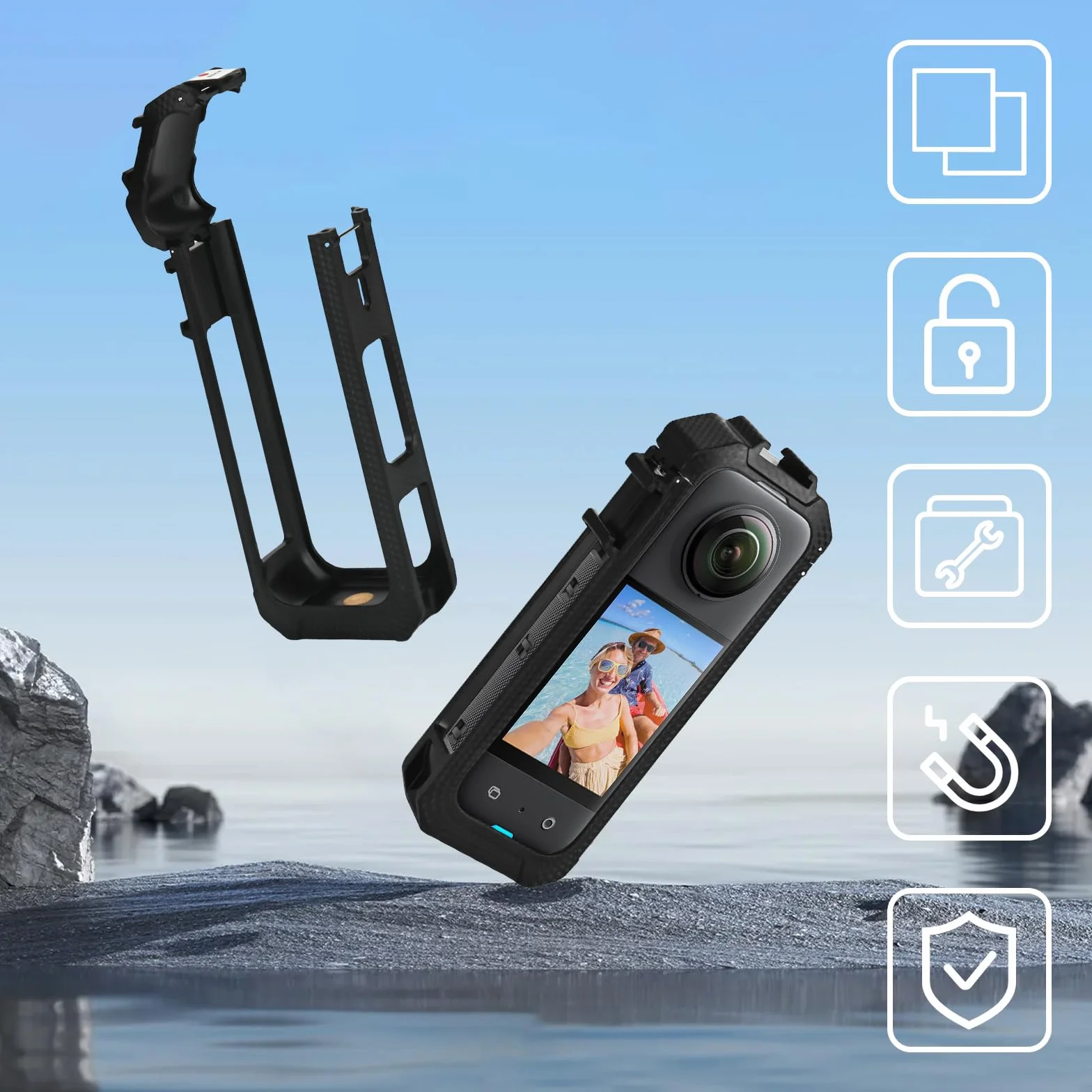 Ramka ochronna do Insta360 X5, szybkie zwalnianie magnetycznej klatki aparatu, odporna na zarysowania plastikowa obudowa do kamery sportowej Insta 360x5 akcesoria