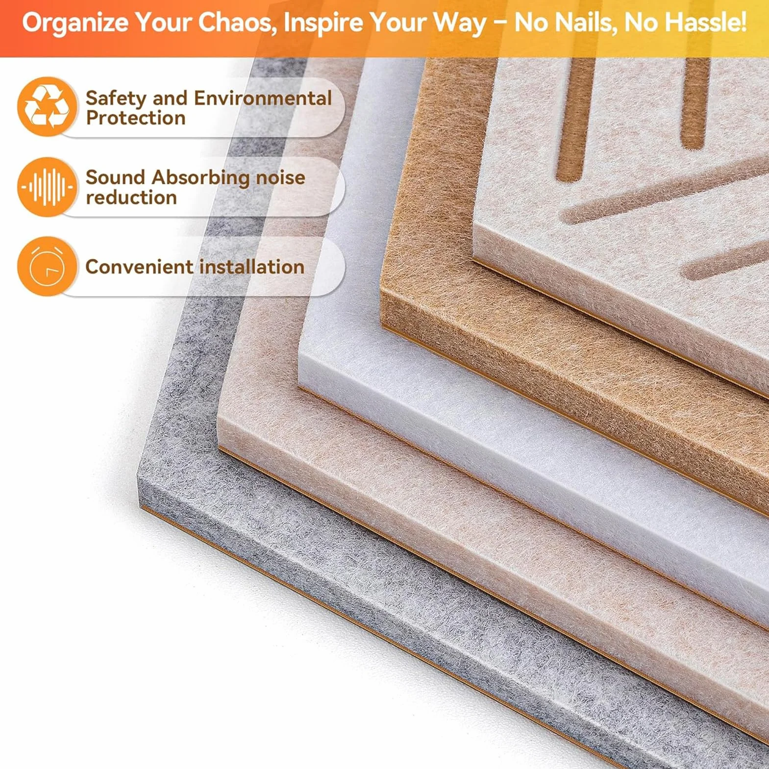 Grand tableau d'affichage hexagonal acoustique pour maison, chambre, salon, bureau