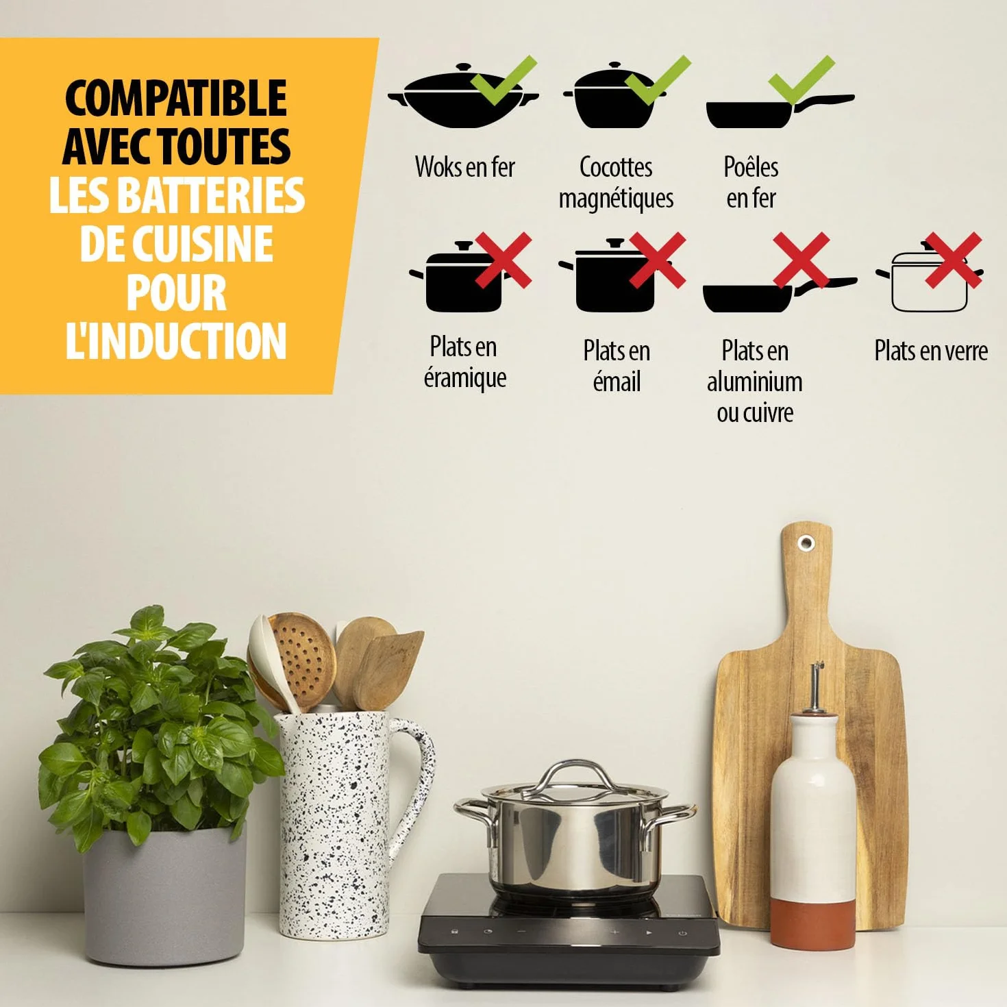 Tristar Plaque à induction, ⌀19 cm, 10 niveaux de puissance, 2000 W, Basse consommation, Minuterie intégrée, avec protection contre la surchauffe, IK-6161