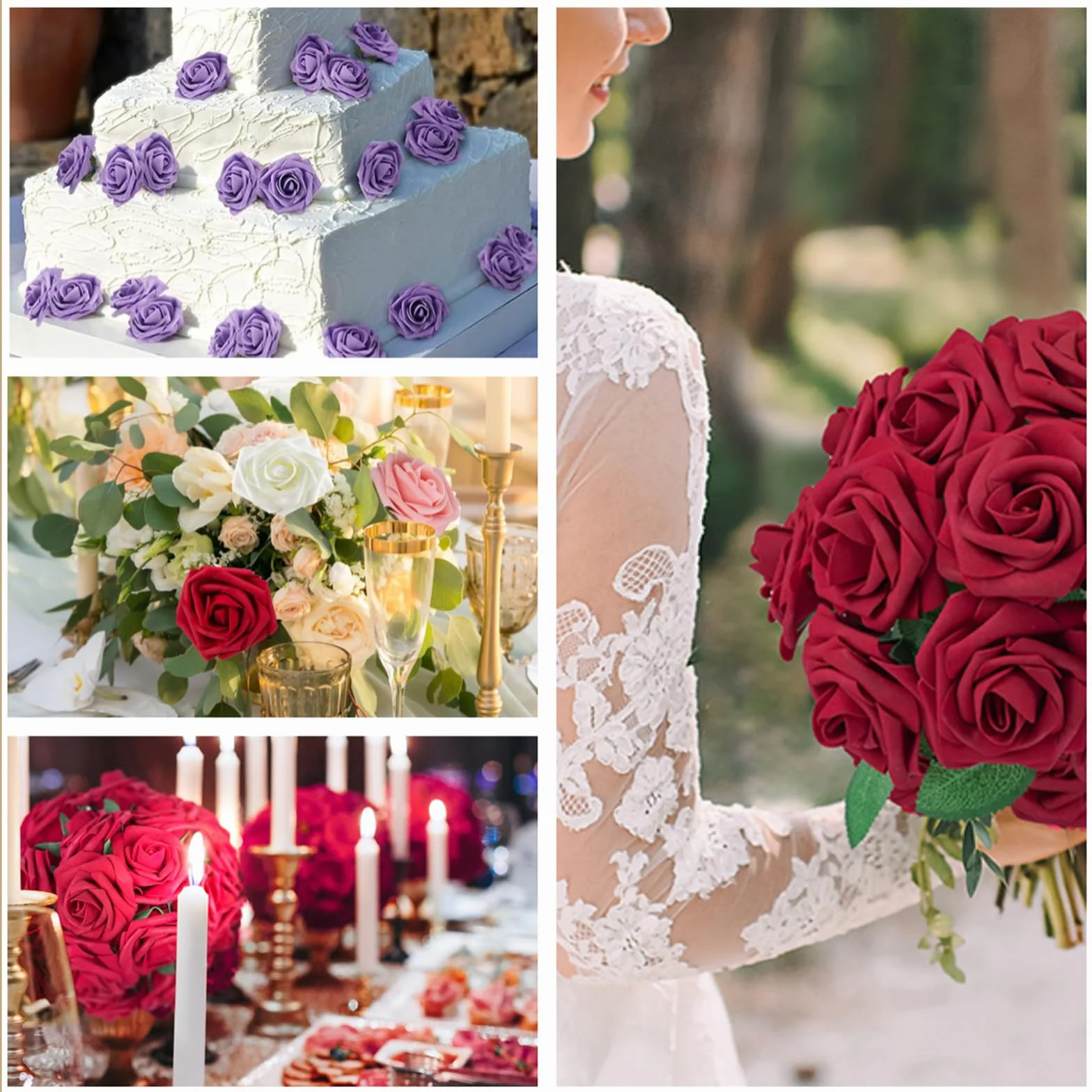 COSORO 25 pièces Fleurs Artificielles Rouges Fausses Roses avec Tiges Décoration Florale