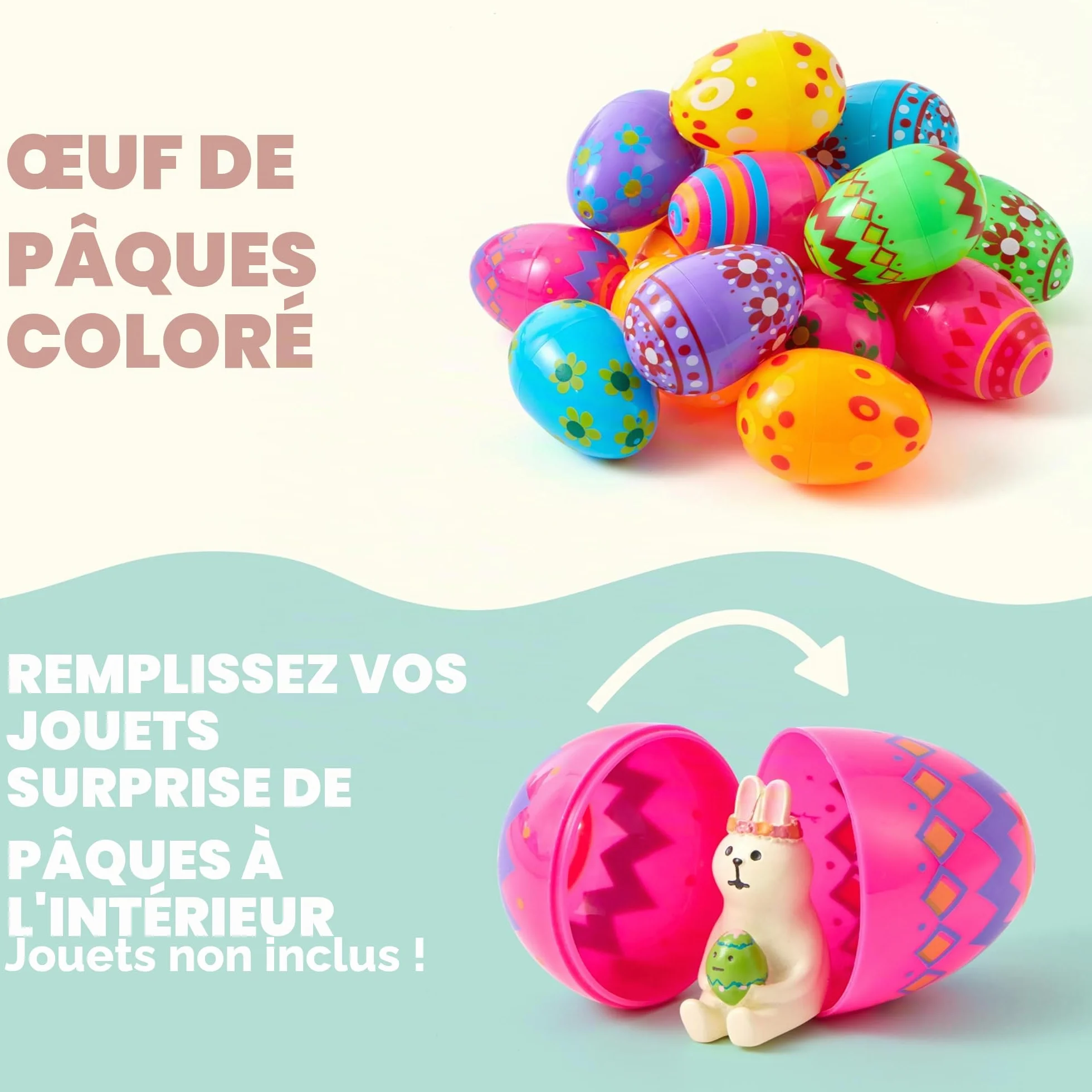 JOYIN 30 œufs géants en Plastique pour Chasse aux œufs de Pâques, Décorations de Pâques