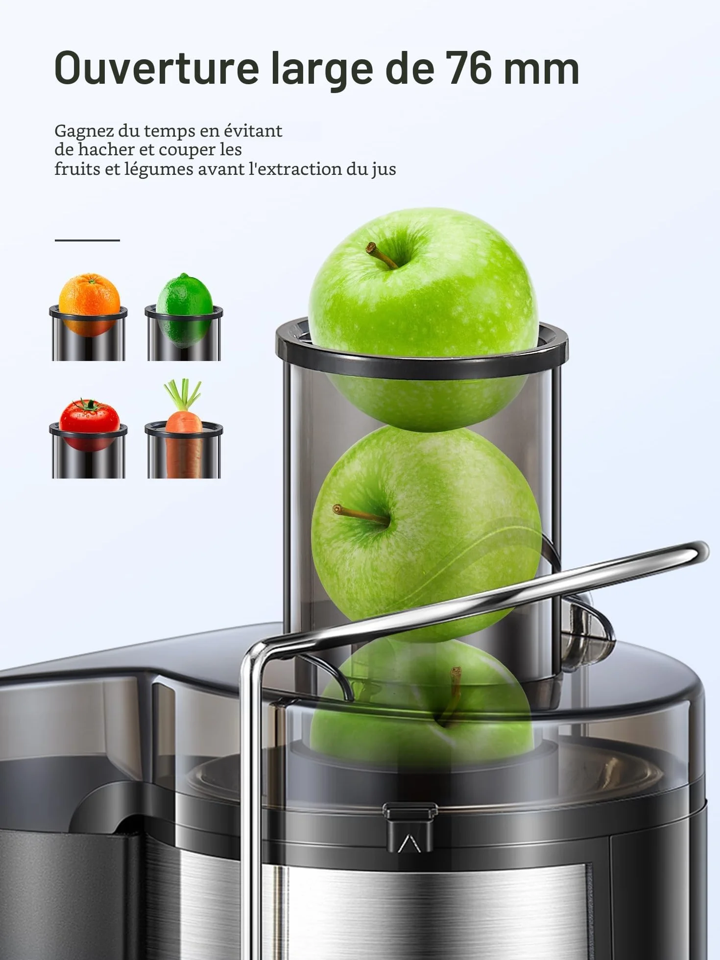 Reemix Centrifugeuse Extracteur de Jus, Centrifugeuse Fruits et Legumes à 2 Vitesses, 65 MM Large Bouche, Pieds Antidérapants, Brosse de Nettoyage Incluse (Noir, 800W)