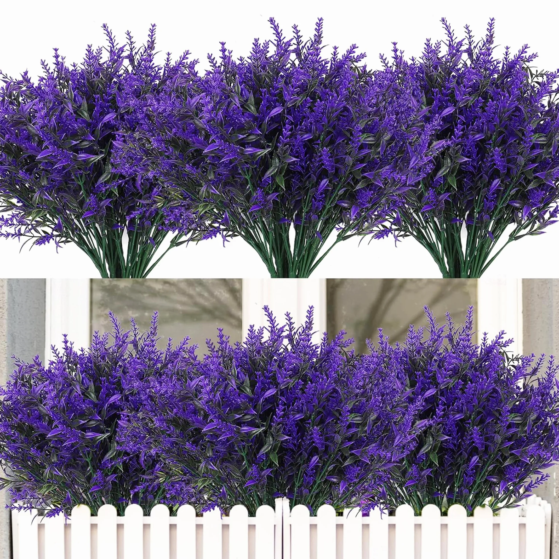 Lavande Fleurs Artificielles Résistantes à UV, Fausses Fleurs en Plastique pour Décoration Extérieur Jardin Violet 16 Pièces