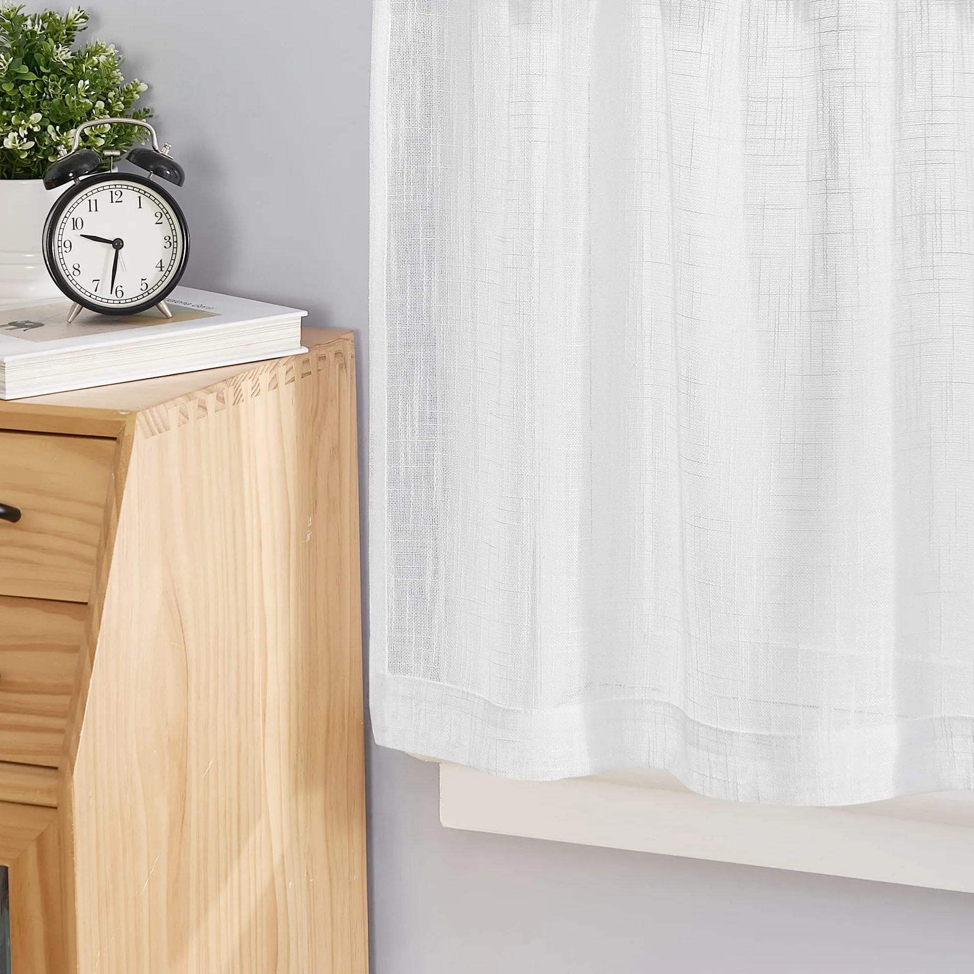 PONY DANCE Rideau Voilage 60x120 Blanc 2 Pièces, L 60 x H 120 cm