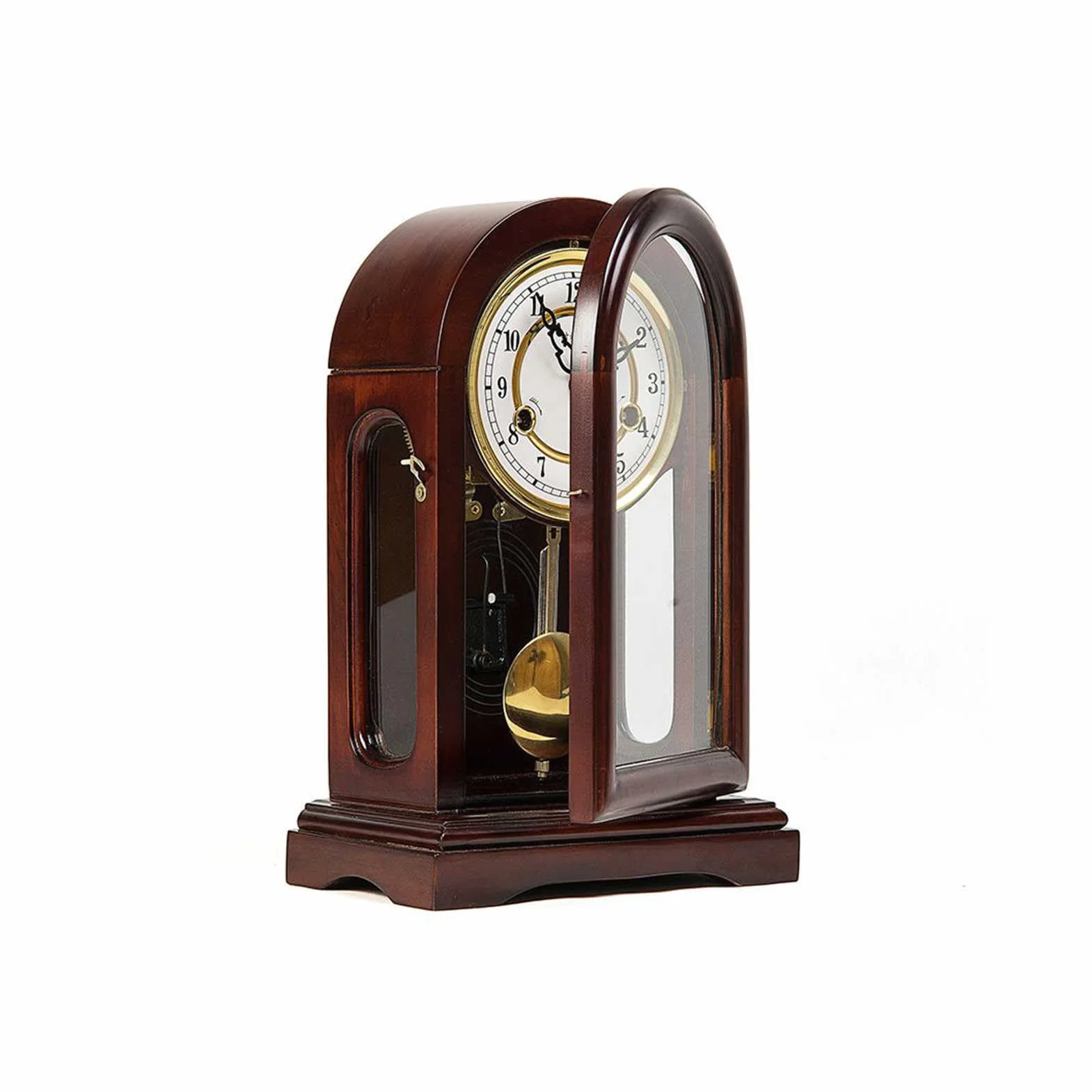 Horloge de cheminée traditionnelle en bois avec carillons Westminster – Horloge de table mécanique en bois marron pour décoration de maison, salon, bureau – Cadeau parfait pour une pendaison de