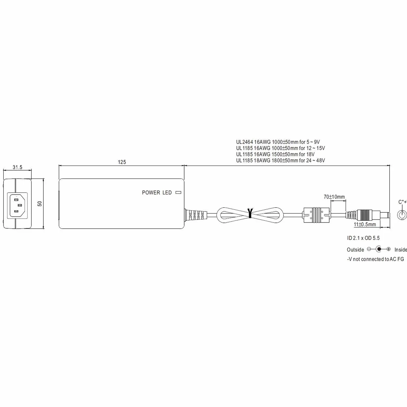 MEAN WELL GST60A12-P1J zasilacz do stołu, napięcie stałe 12 V/DC 5 A 60 W