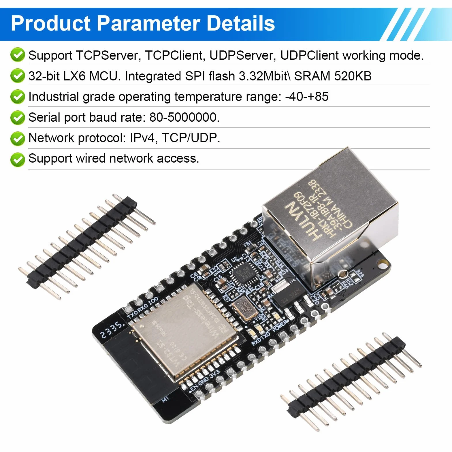 For ESP32 WT32-ETH01 wbudowany interfejs szeregowy do modułu Ethernet WiFi Bluetooth