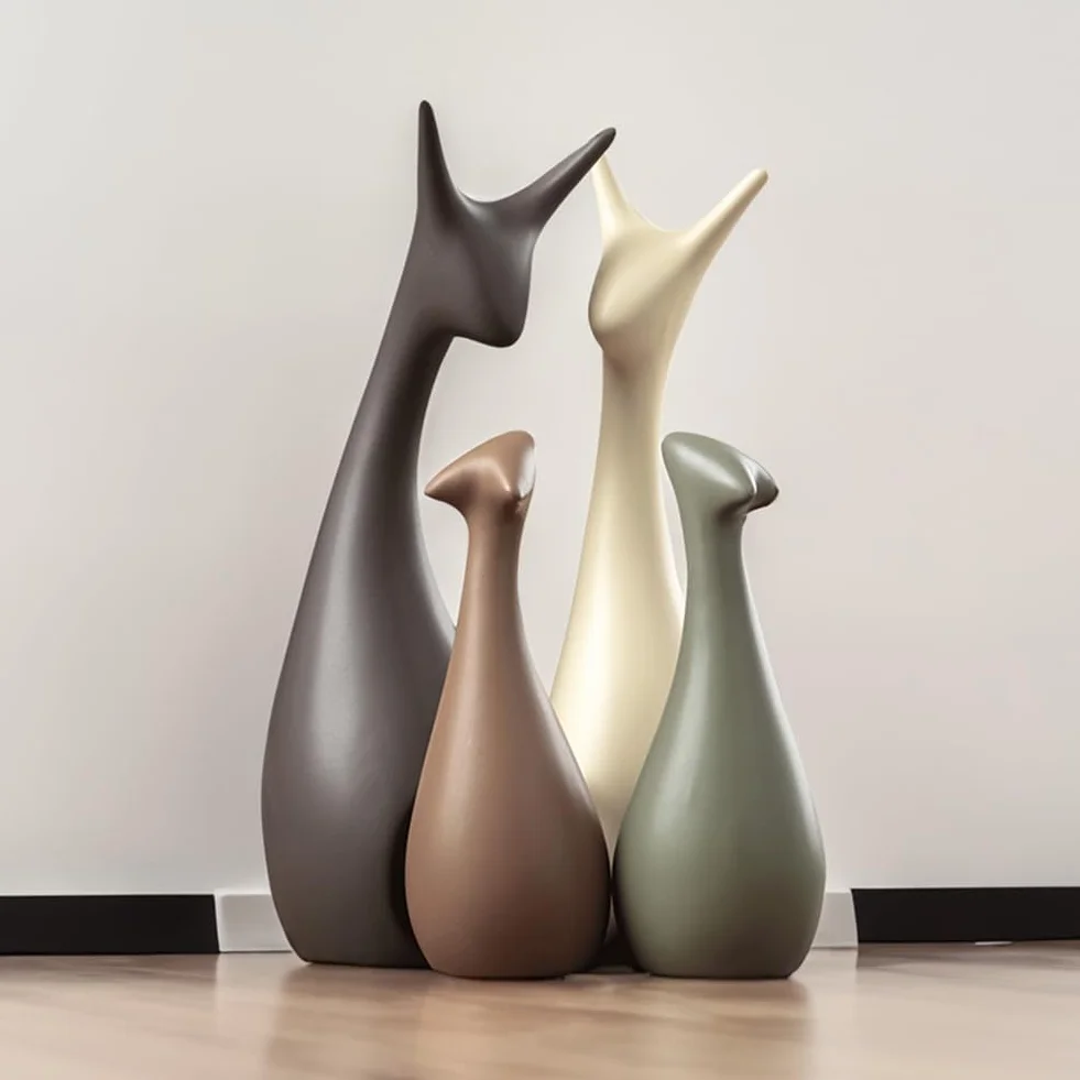 Statues en céramique pour étagère, ensemble de 4 cerfs, décoration d'intérieur