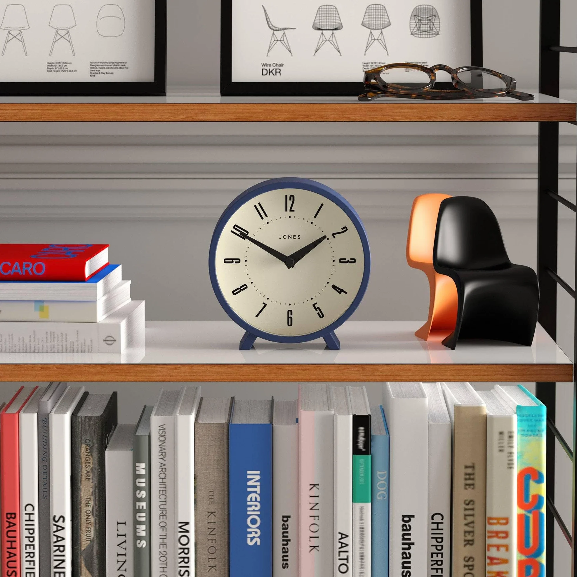 JONES CLOCKS Venus Horloge de Bureau Moderne Ronde Bleu Style Rétro