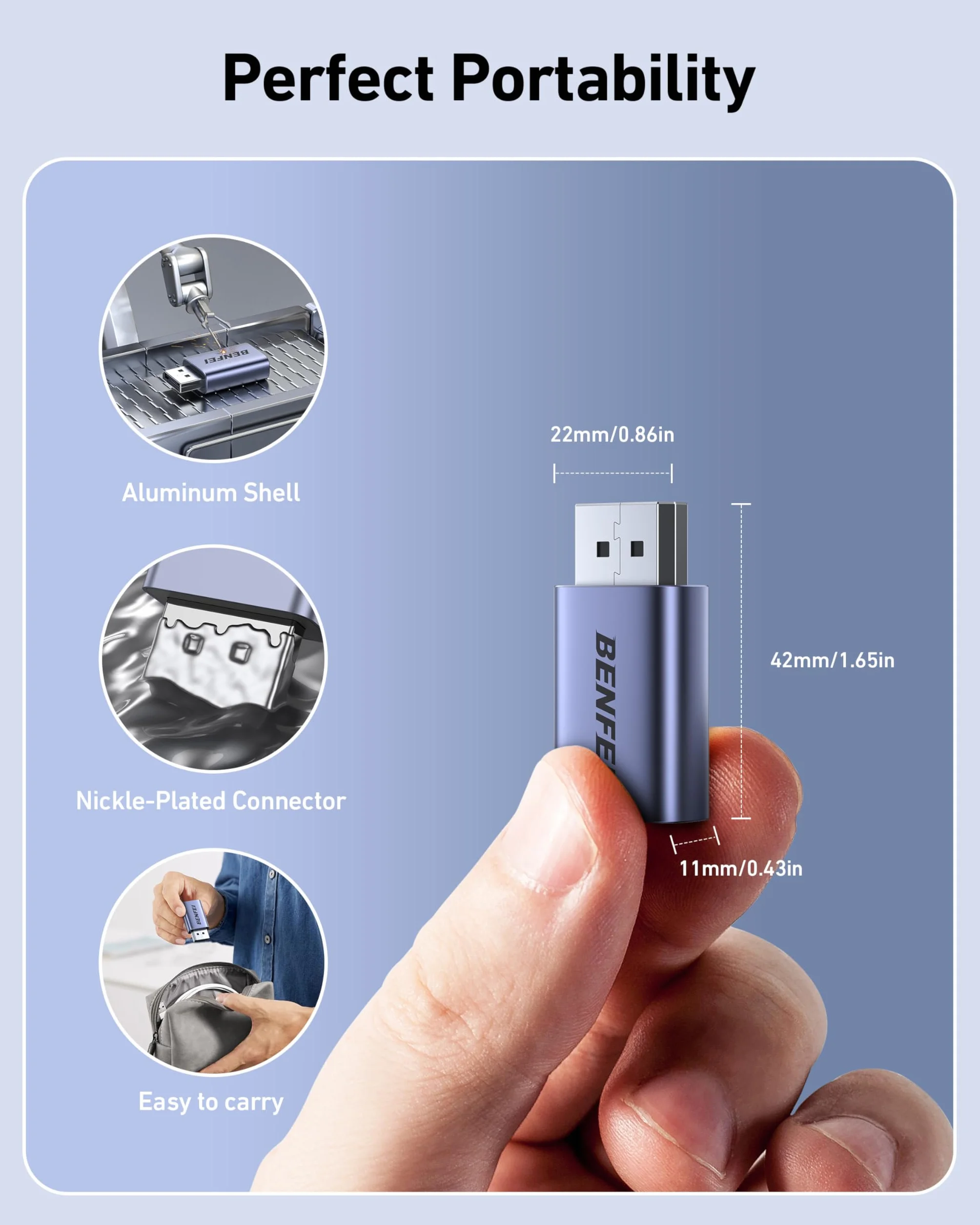 BENFEI Adapter DisplayPort na HDMI 4K 2-pak, jednokierunkowy konwerter ekranu DP 1.2 na HDMI 1.4, kompatybilny z laptopem, komputerem stacjonarnym, monitorem, HDTV, AMD/NVIDIA Graphics