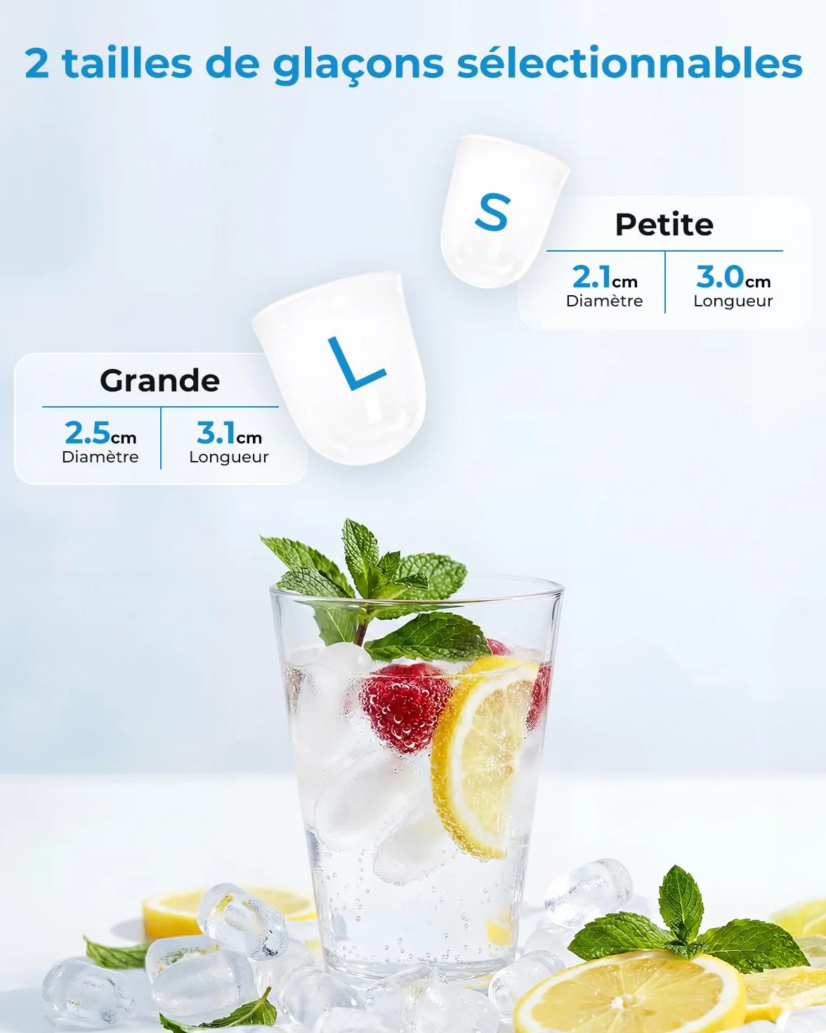WELLENT Machine à Glaçons Comptoir - Production Rapide 12kg/24h & Glaçons en 6 Min - Design Gain de Place Silencieux - Idéale pour Canicule, Cuisine, Bar et Bureau (Acier Inoxydable)