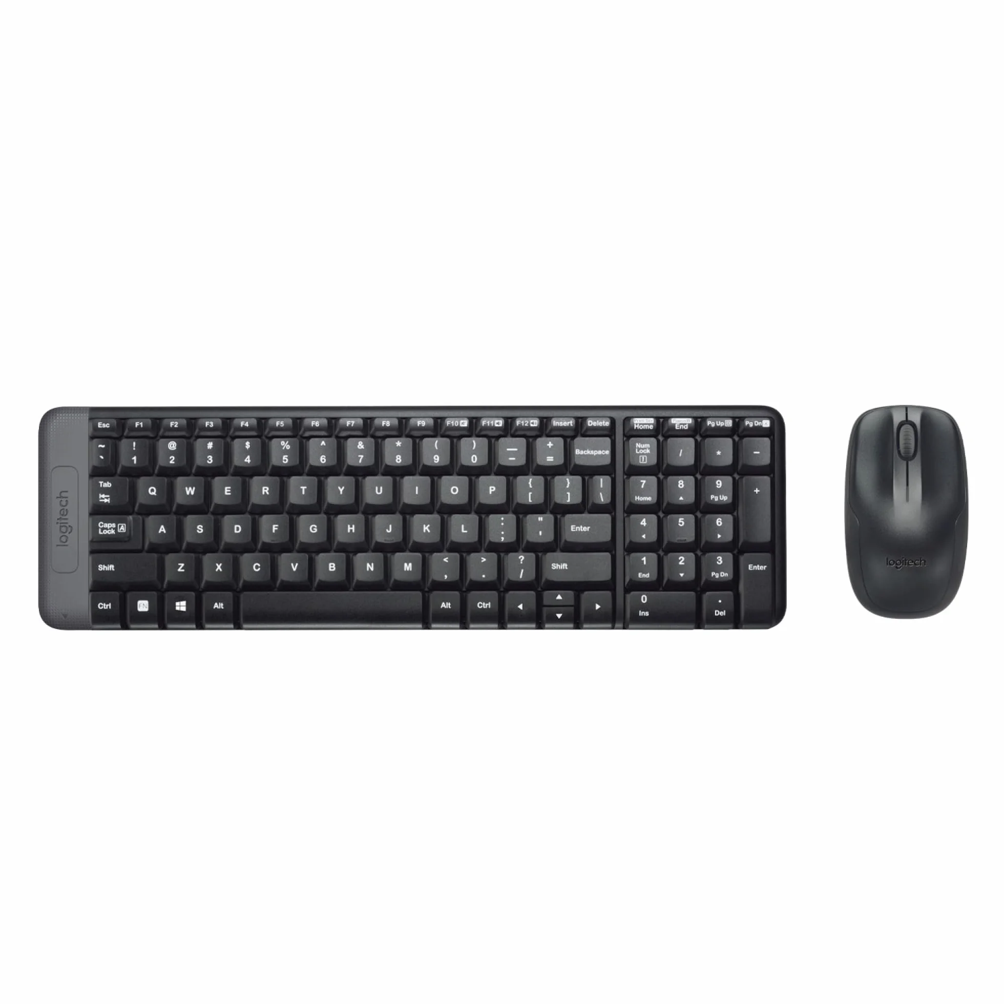 Logitech MK220 Compact Combo, Zestaw Klawiatura i mysz dla systemu Windows, 2,4 GHz Odbiornik USB Unifying, 24 pracy na baterii, PC, laptopem, QWERTY układ US Intl - Czarny