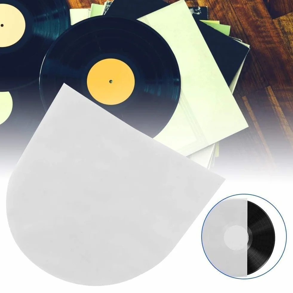 Cyrank 100pcs Vinyle Manchon Intérieur Antistatique 7in LP Transparent Housse de Protection