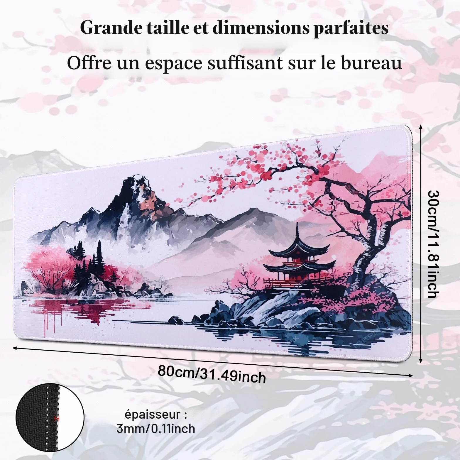 Tapis de Souris de Jeu XXL 800 x 300mm, Antidérapant Étanche Bords Cousus pour Gamer
