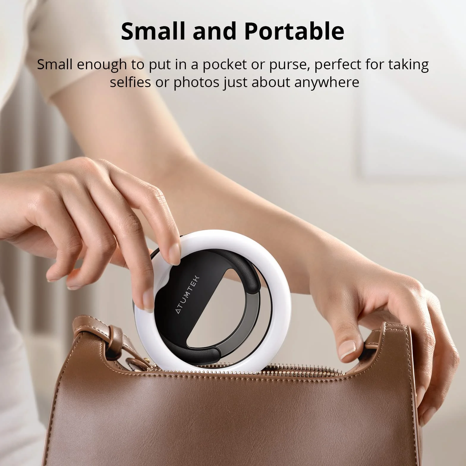 ATUMTEK Pierścień świetlny do telefonu Selfie Ring Light z akumulatorem z 40 diodami LED, do zdjęć i wideo do strumieniowego przesyłania strumieniowego, TikTok, Instagrama, spotkania z zoomem i