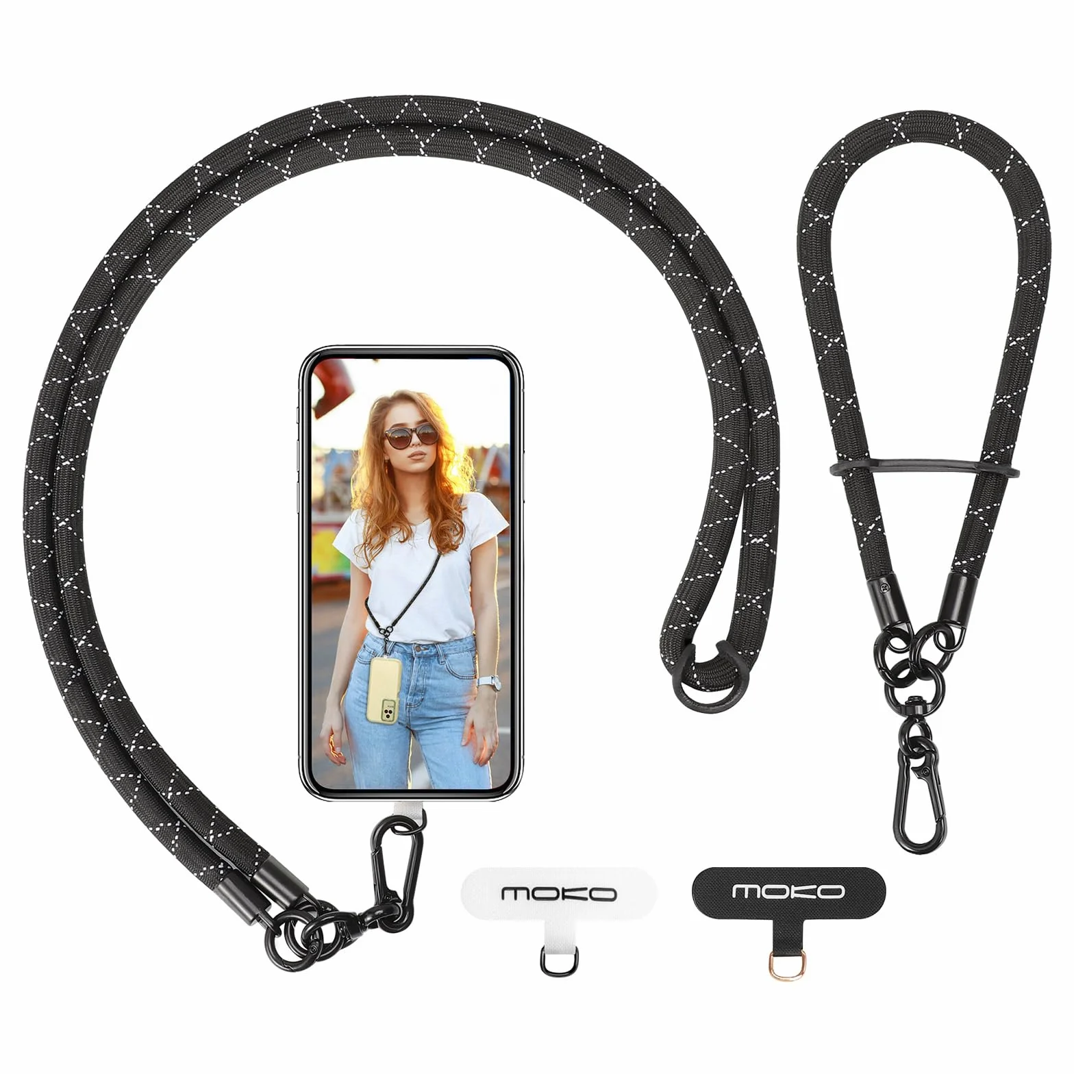 MoKo Smycz do telefonu crossbody, regulowana smycz do telefonu komórkowego