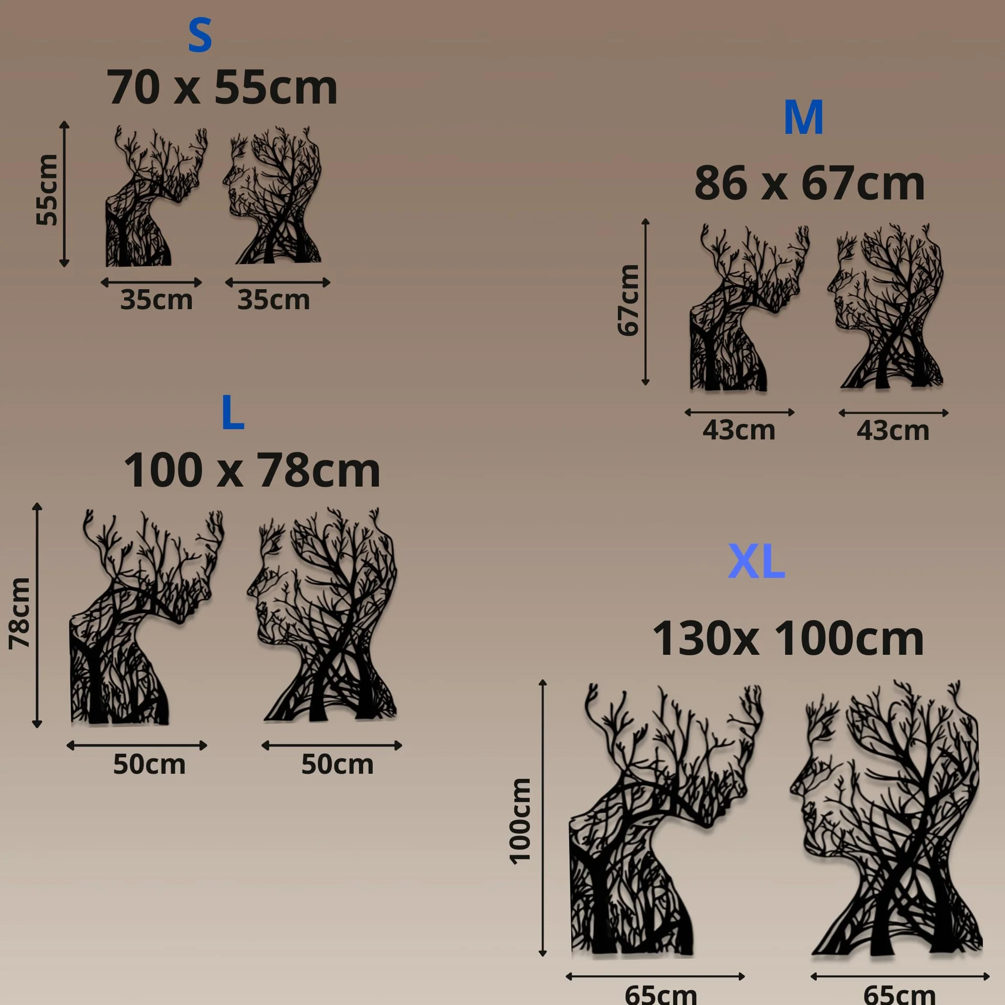Vailla Arbre de Vie Tableau Décoration Murale 3D Triptyque Bois Visages 1