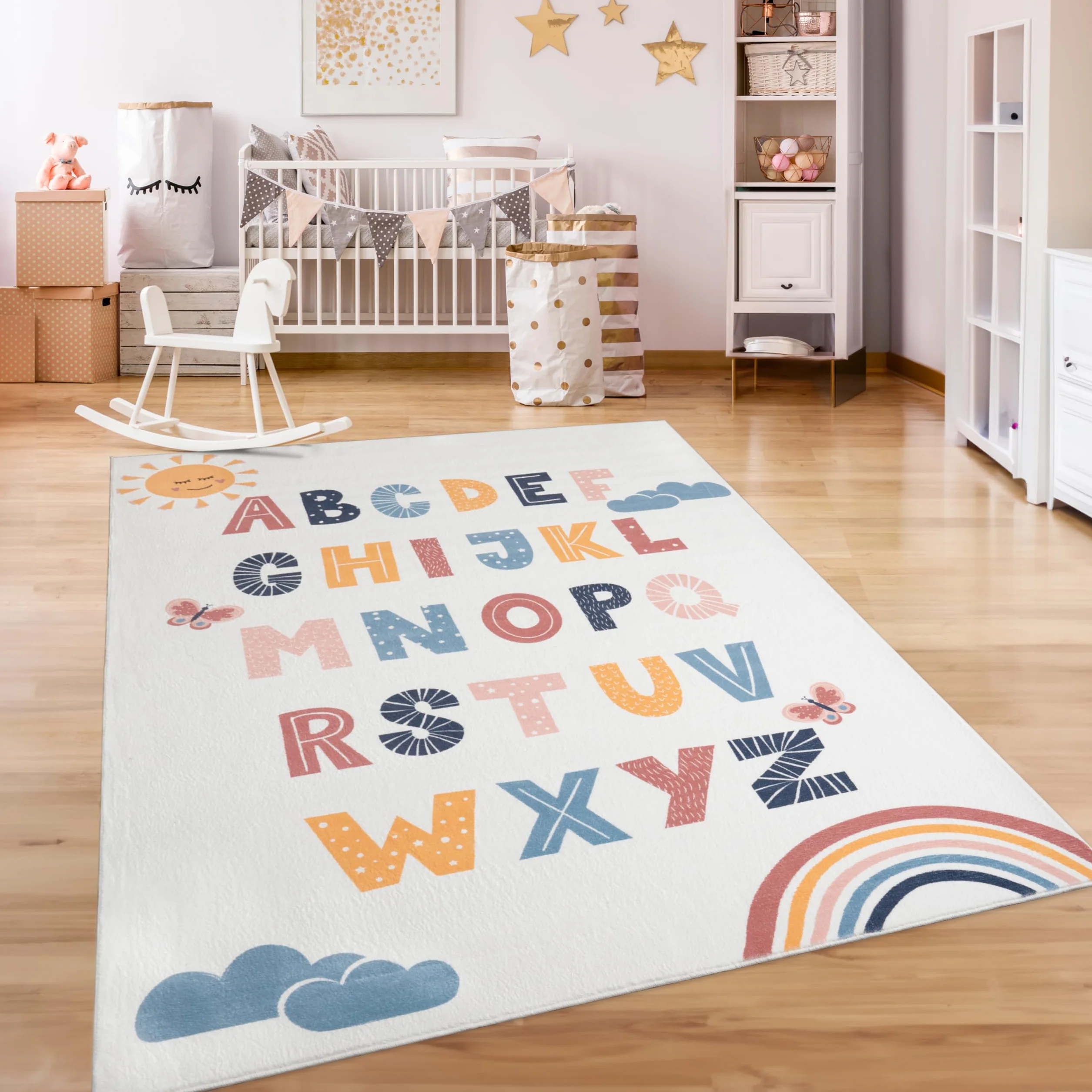 Paco Home Tapis Chambre Enfant Antidérapant Arc-en-Ciel 120x160 cm Multicolore