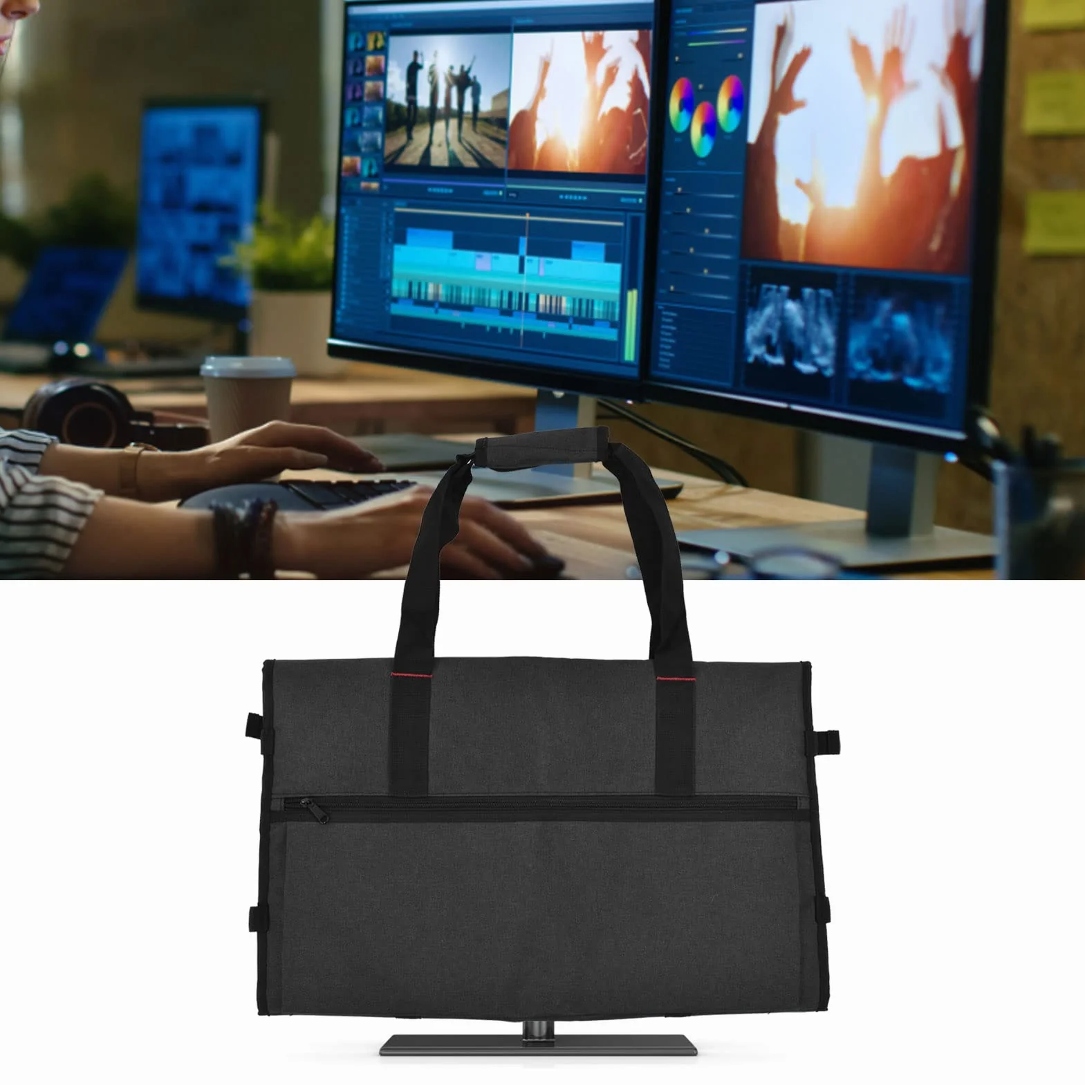 Fyearfly Podróżny futerał, domowy monitor komputerowy, przenośna torba ochronna do 24-calowych ekranów LCD i monitorów