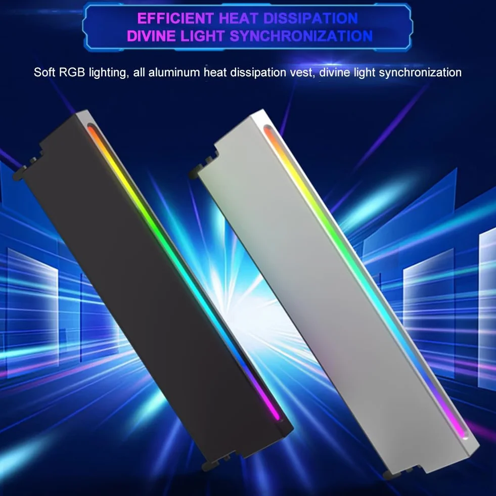 Osmond Dissipateur Thermique Mémoire Universel 5V 3 Broches ARGB Aura Sync DDR3 DDR4 DDR5 RAM Argent
