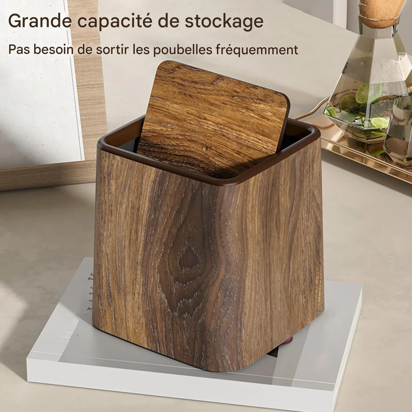 Générique Poubelle De Chambre Mini Corbeille à Papier de Table Conteneur Organisateur de Stockage Rétro Accessoires de Bureau