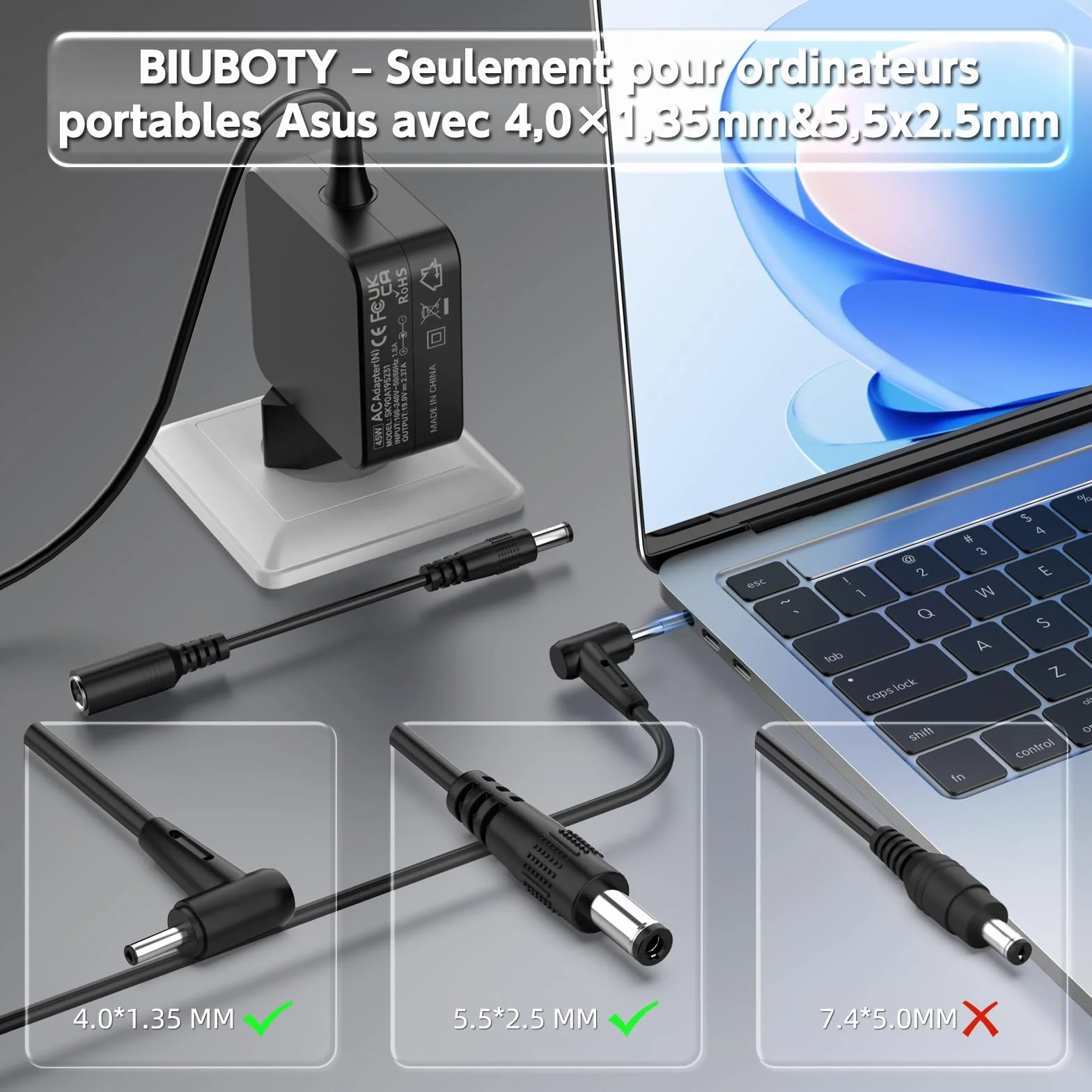 Chargeur Ordinateur ASUS Vivobook 14 15 S14 S15 Zenbook 45W