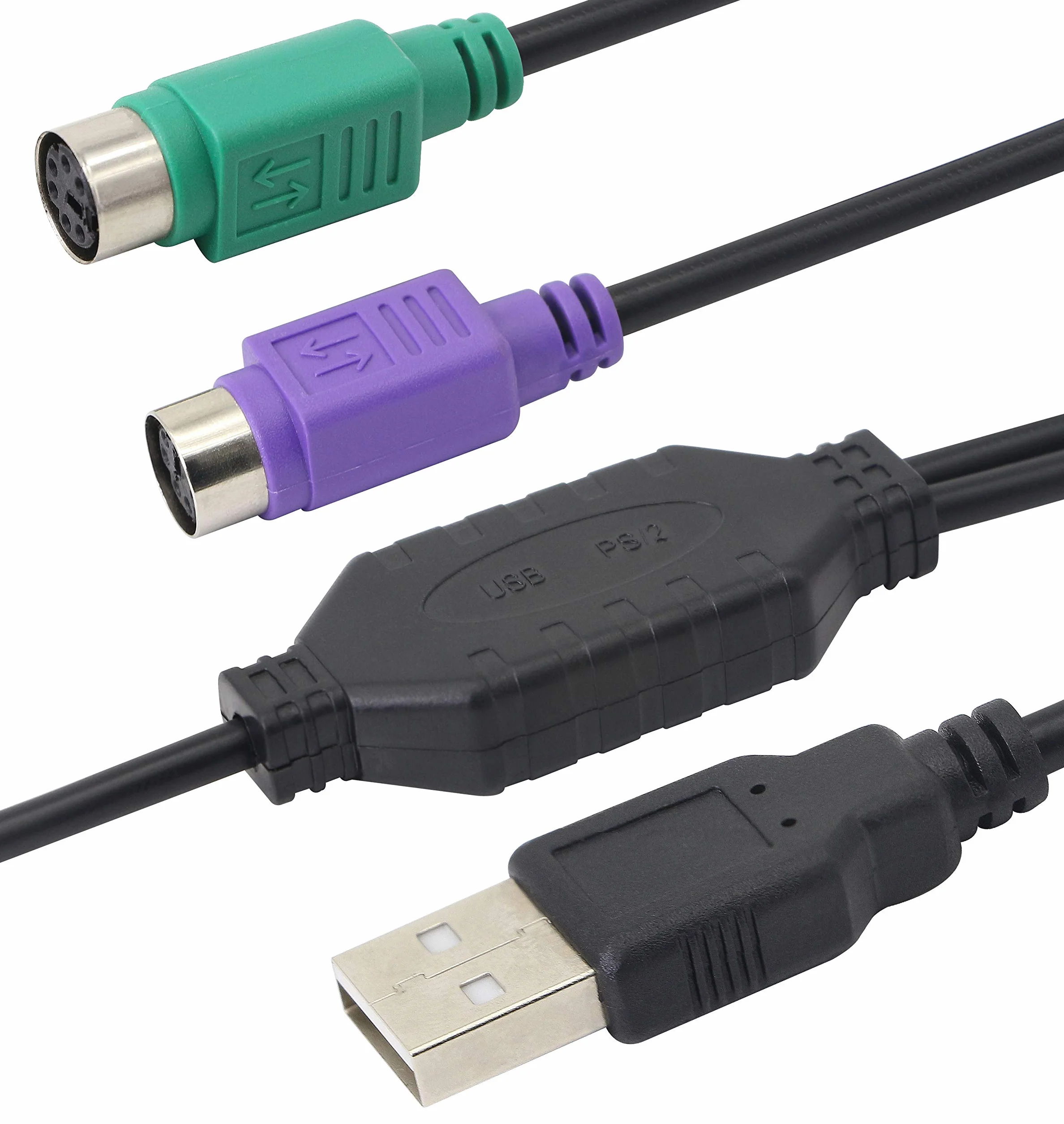 HONGLEI Adaptateur USB vers PS/2 Double pour Clavier et Souris Noir
