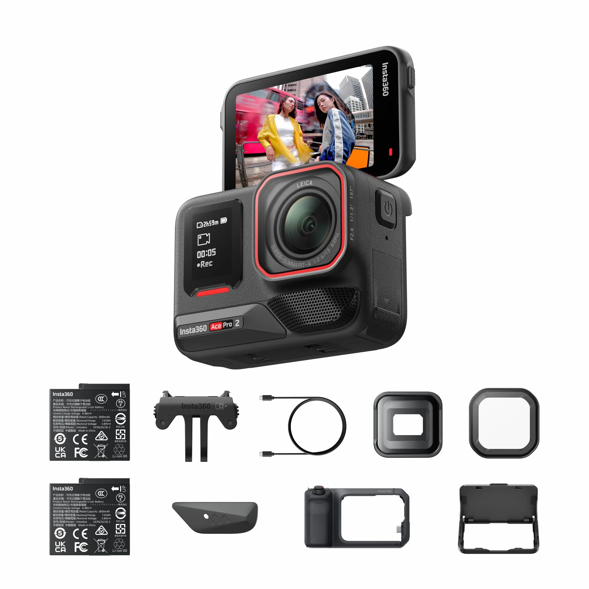 Insta360 Ace Pro 2 sztuki limitowanej edycji Videomaker, wodoodporna kamera sportowa 8K, zaprojektowana z Leica, czujnik 1/1,3", zestaw uchwytu Xplorer Pro, soczewka filmowa, filtr Black Mist