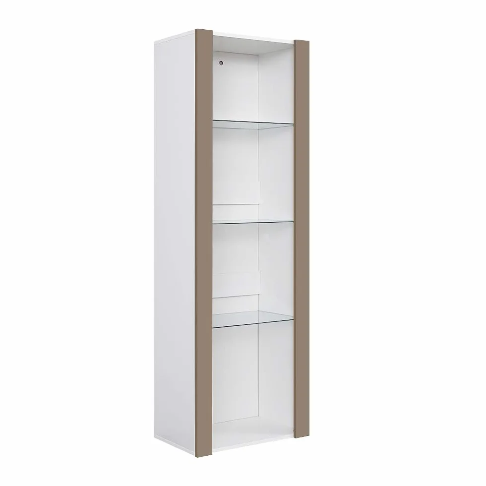 Panana Vitrine Lumières LED Meuble de Rangement avec Etagères sur Salon, Bureau, 55 x 35 x 166 cm (Gris+Blanc)