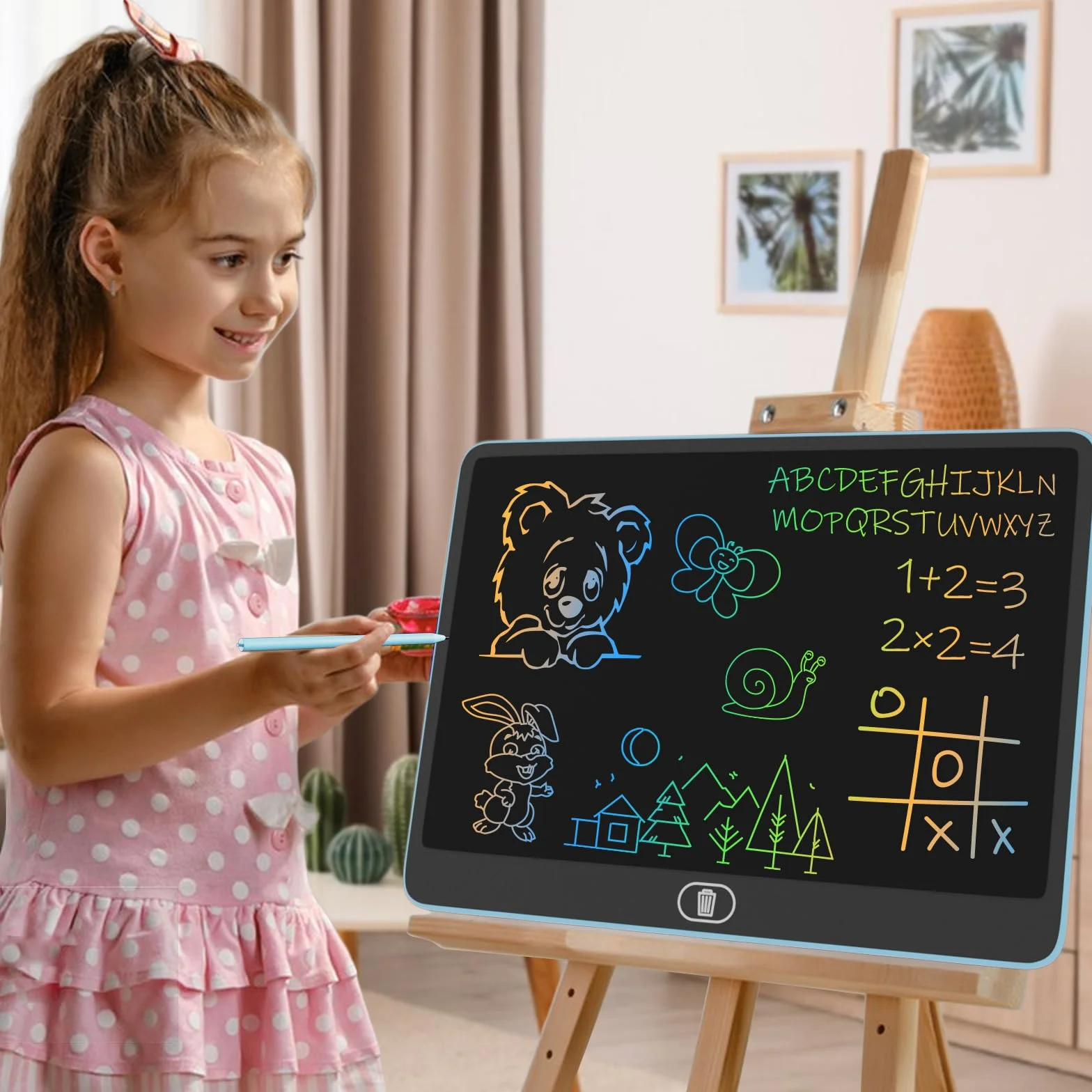 Electight Tablette d'écriture LCD Colorée 16 Pouces, Tablette Graphique Enfants, Jouet Éducatif - Bleu