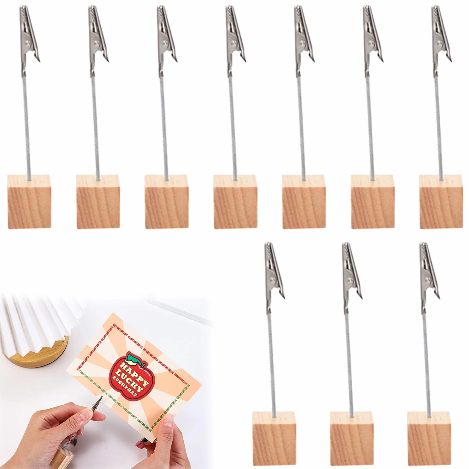 Tableau de support photo 10 pièces porte-photo pince-méno avec base en bois