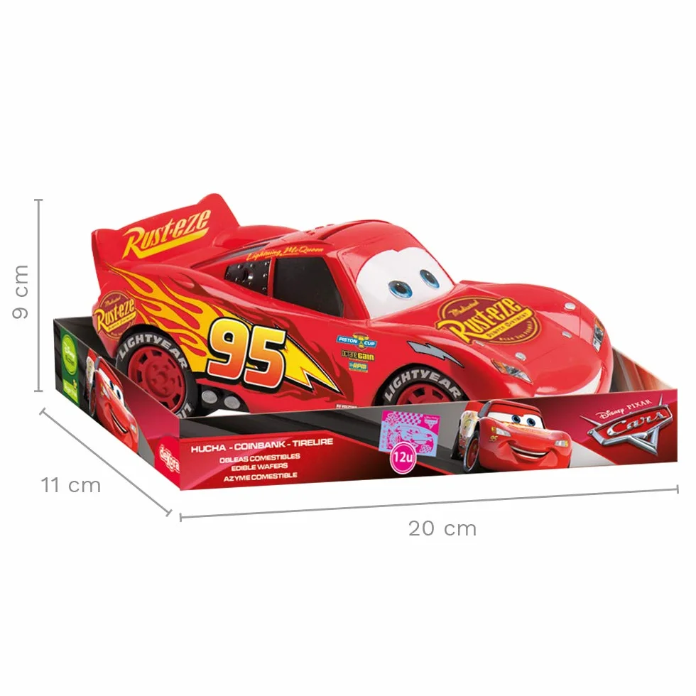 Tirelire enfant Cars plastique Disney 20 cm avec 12 billets azyme