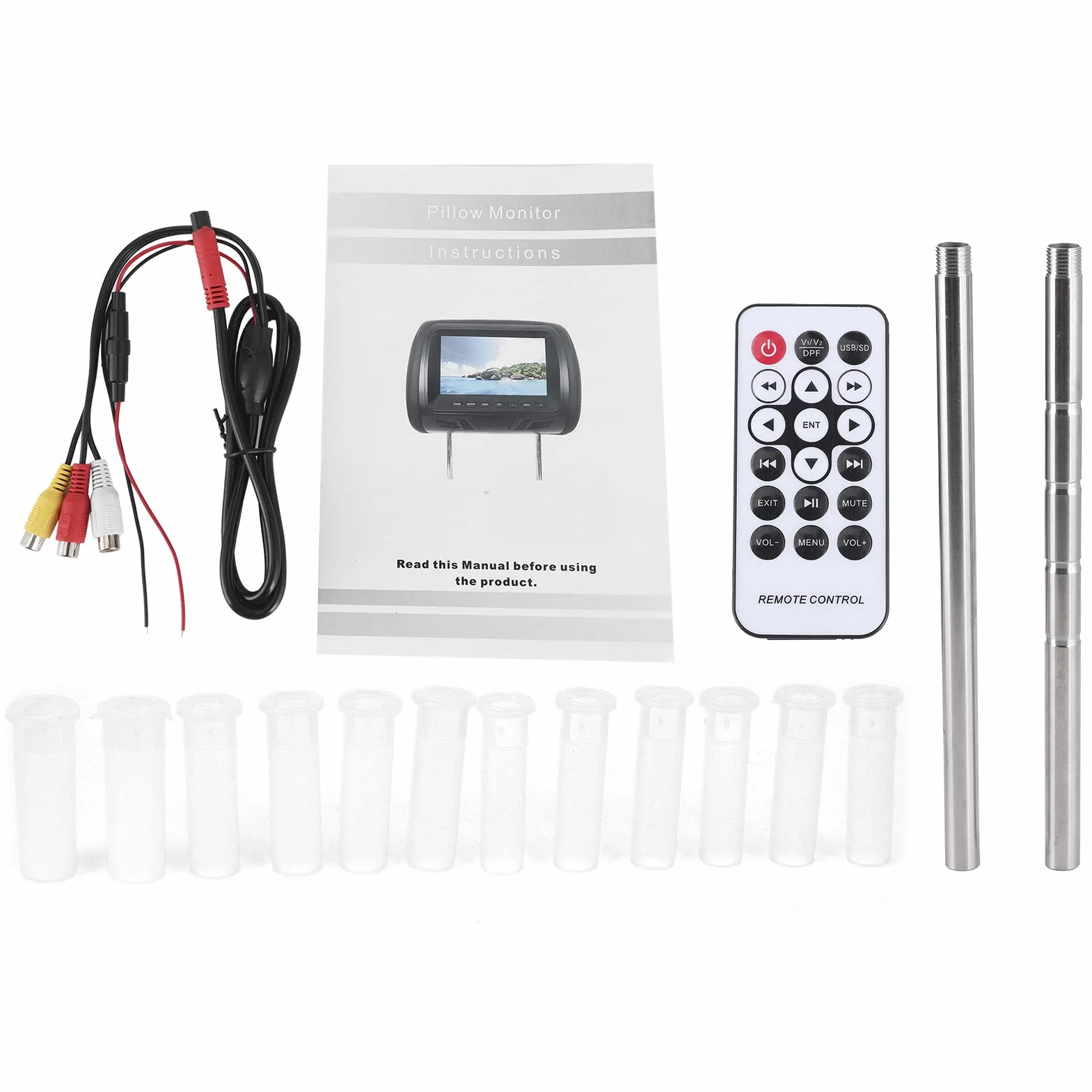Odtwarzacz DVD z Zagłówkiem Samochodowym, 7-calowy Odtwarzacz Wideo HD 1080P HD Obsługa Wzmacniacza Bluetooth i USB, Wielofunkcyjny Monitor Samochodowy z Zagłówkiem, dla Dzieci, Wideo, Gry