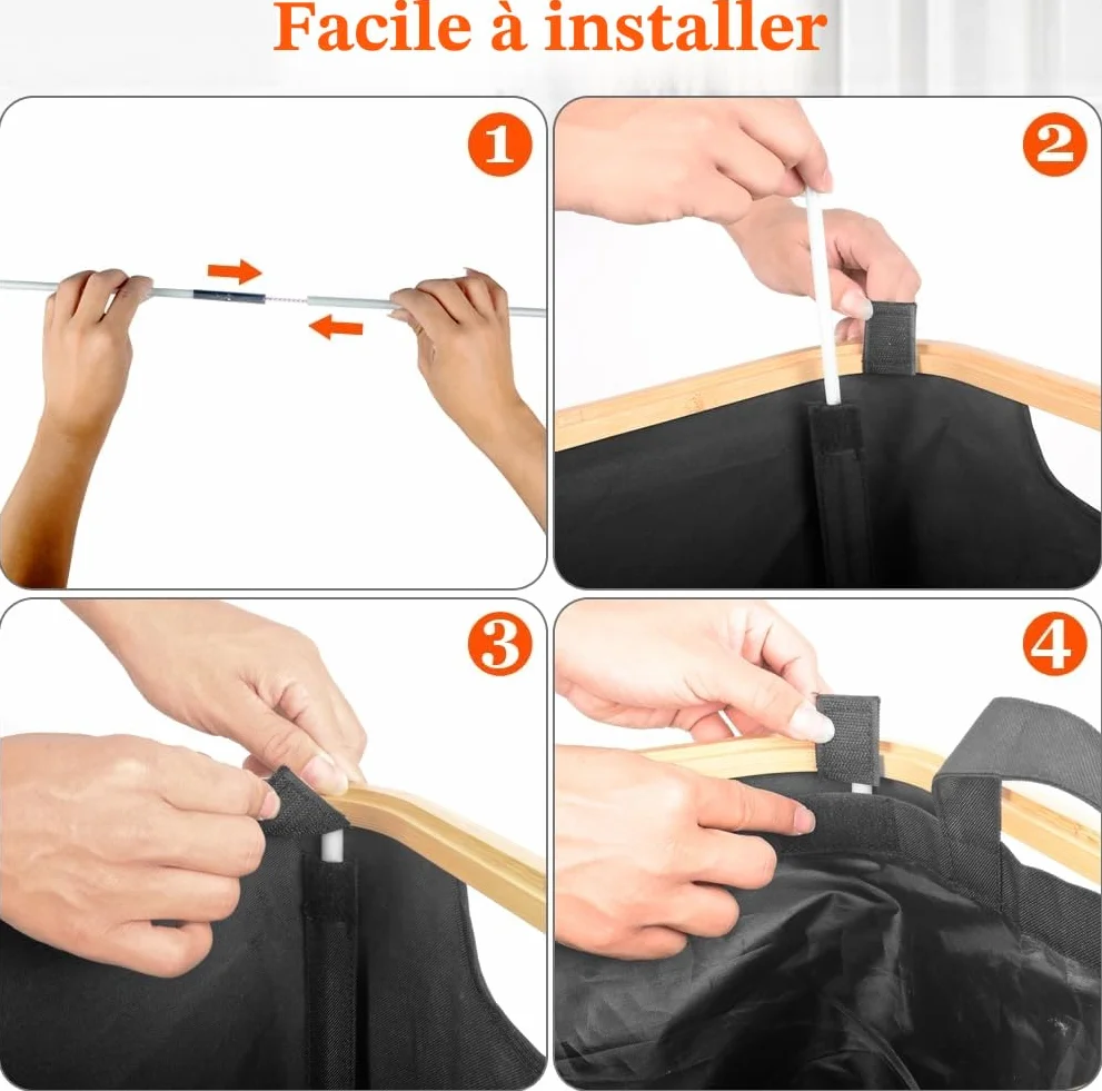 Poubelle tri selectif 100l avec couvercle et sac à main noir