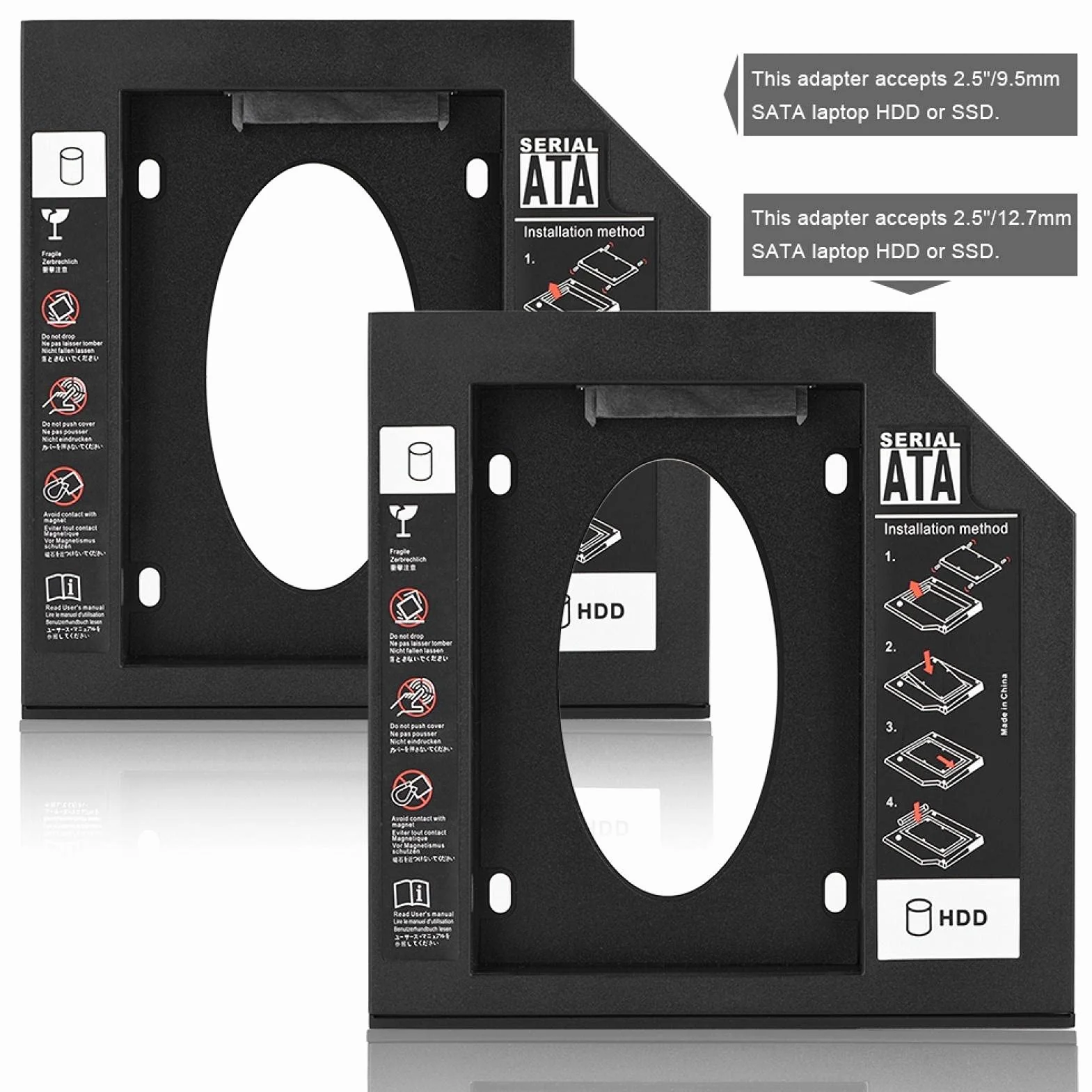 VBESTLIFE 2,5 "SATA HDD SSD Dysk twardy Adapter 9,5 mm /12,7 mm do laptopa (12,7 mm)