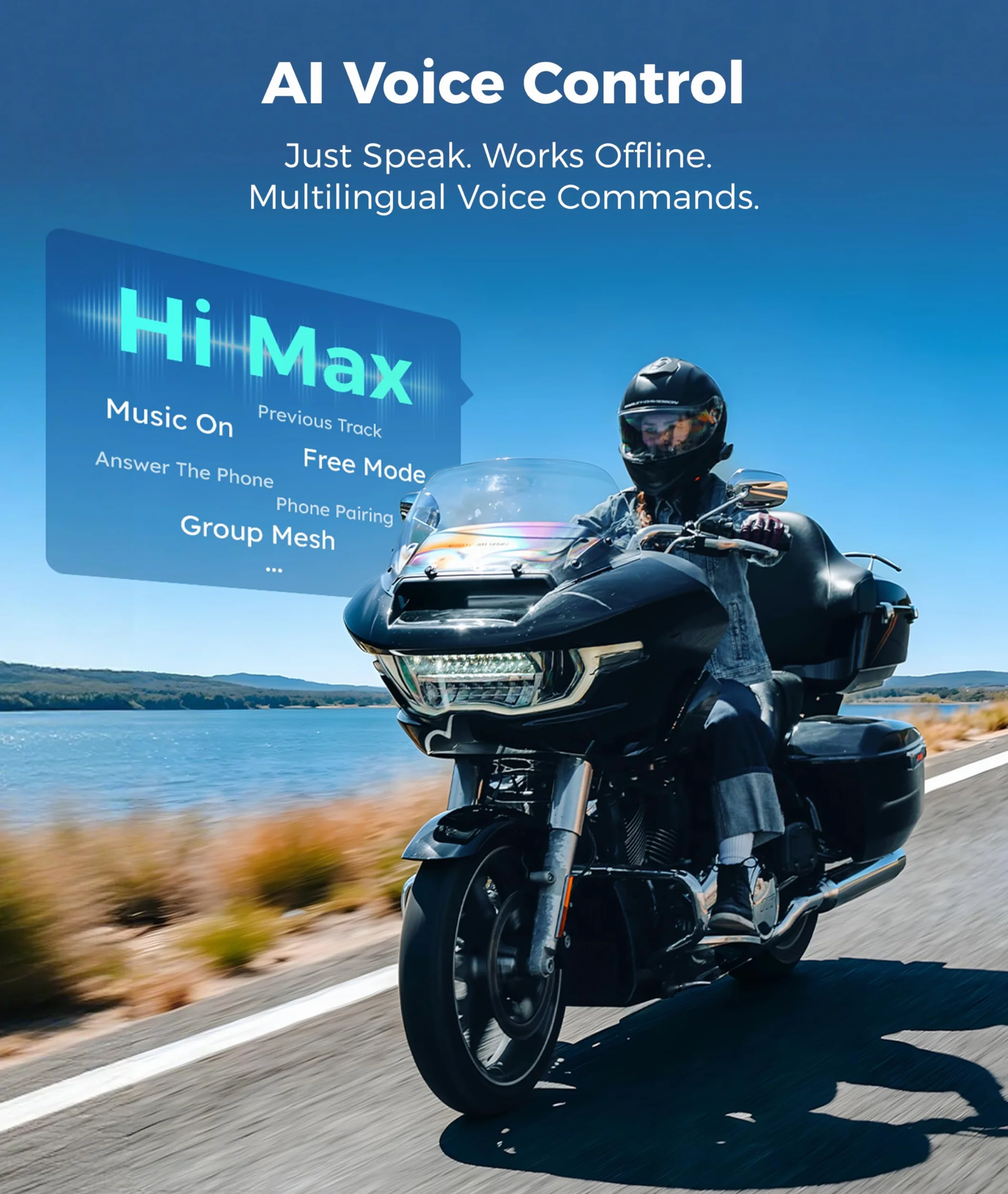 ASMAX F1s Motocyklowy zestaw słuchawkowy Bluetooth z inteligentnym sterowaniem głosowym, systemy komunikacji z kaskiem siatkowym, podwójny chip z wielozadaniowością dźwięku, udostępnianie muzyki, ENC