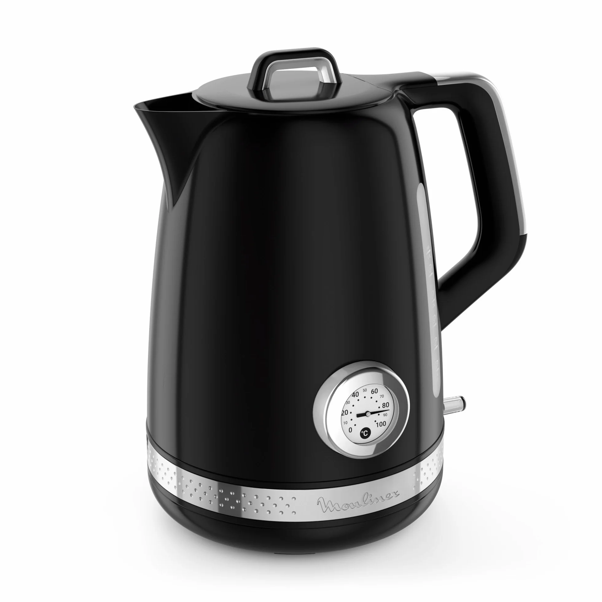 Moulinex Soleil, Bouilloire électrique 1,7L, Contrôle de la température, 2400W, Deux fenêtres de niveau d'eau, Noir, BY3558E0